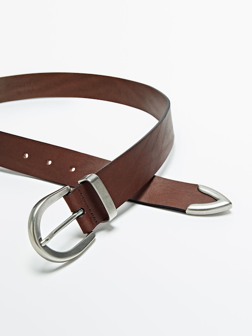 Brown leather belt - Massimo Dutti Thailand