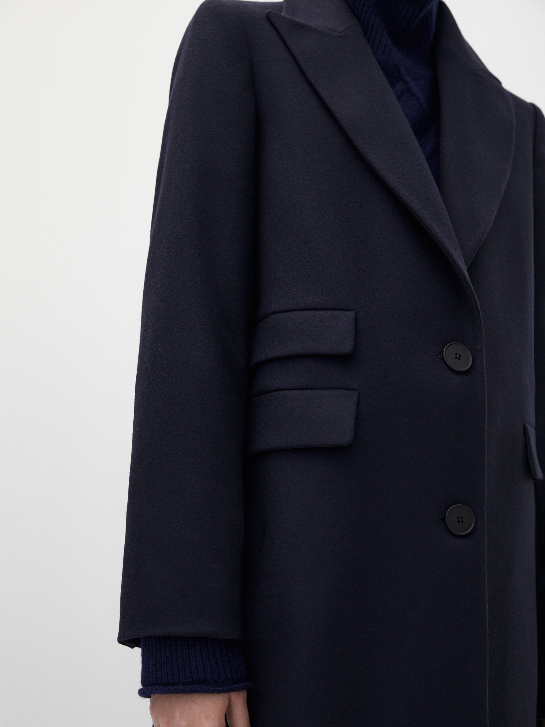 Navy blue smart wool coat - Massimo