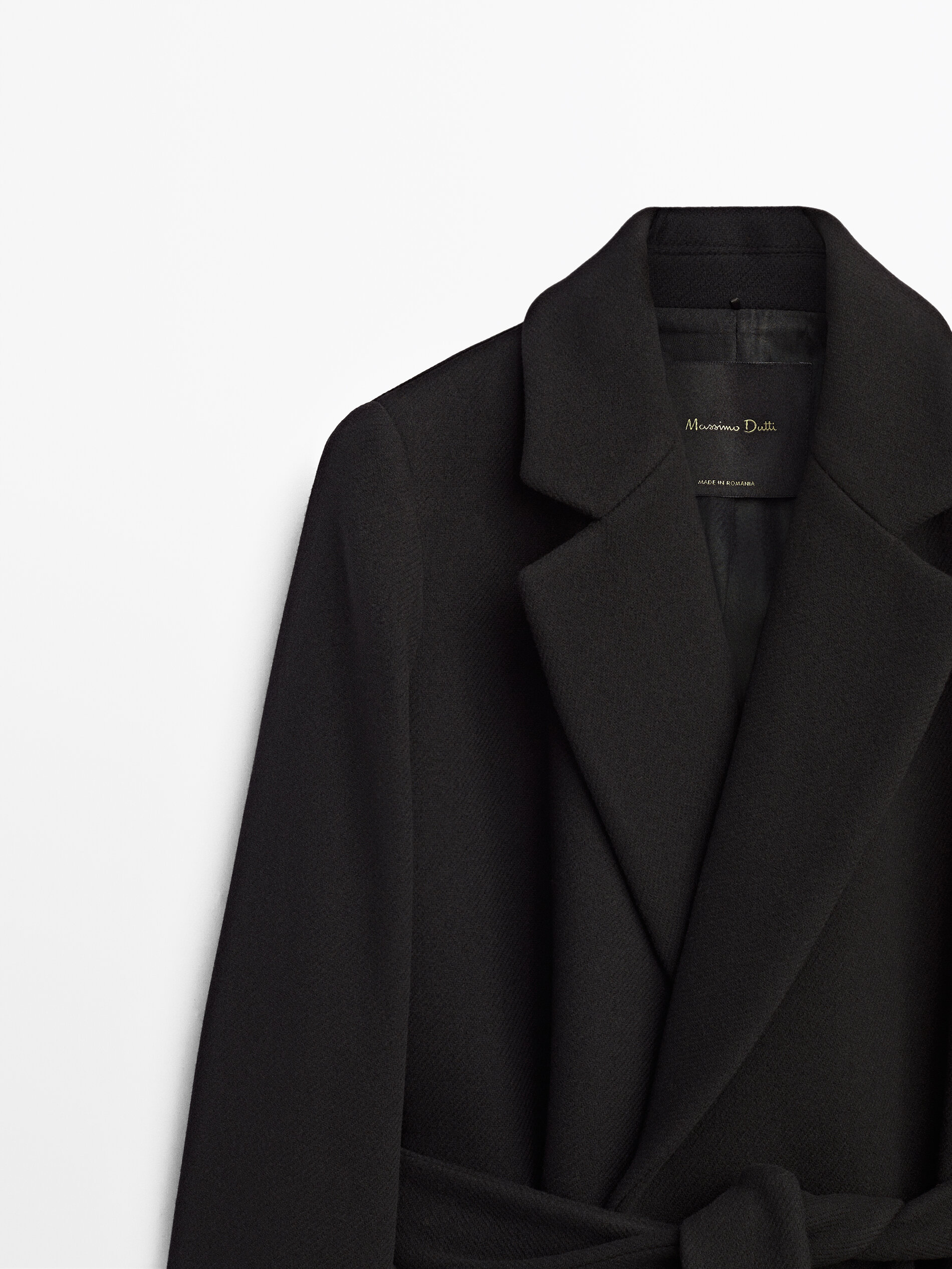 massimo dutti black wool coat