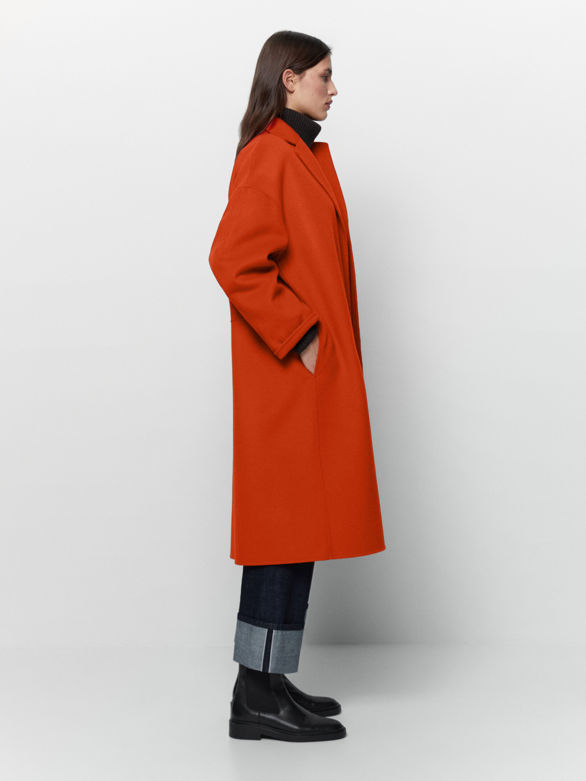 rust wool coat womens