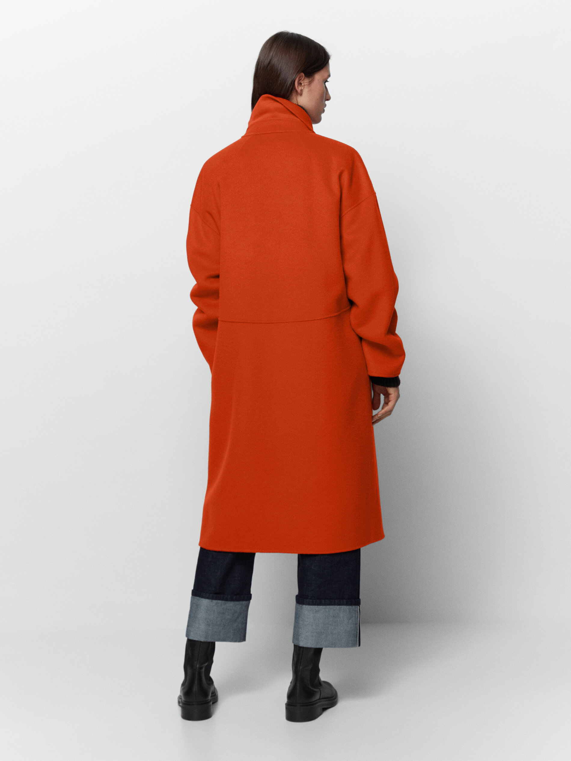 orange wool coat mens