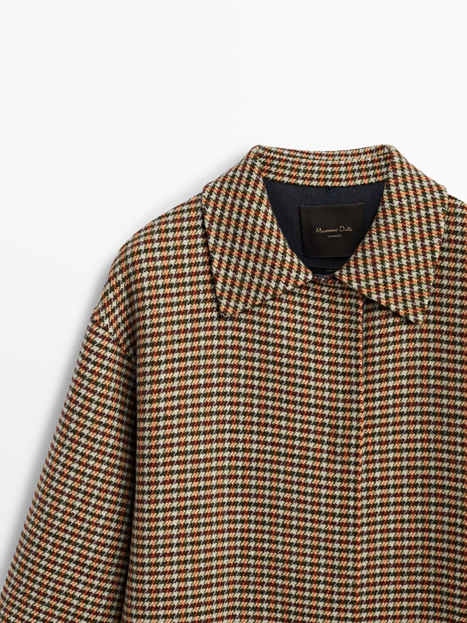 Cropped wool houndstooth coat - Massimo 