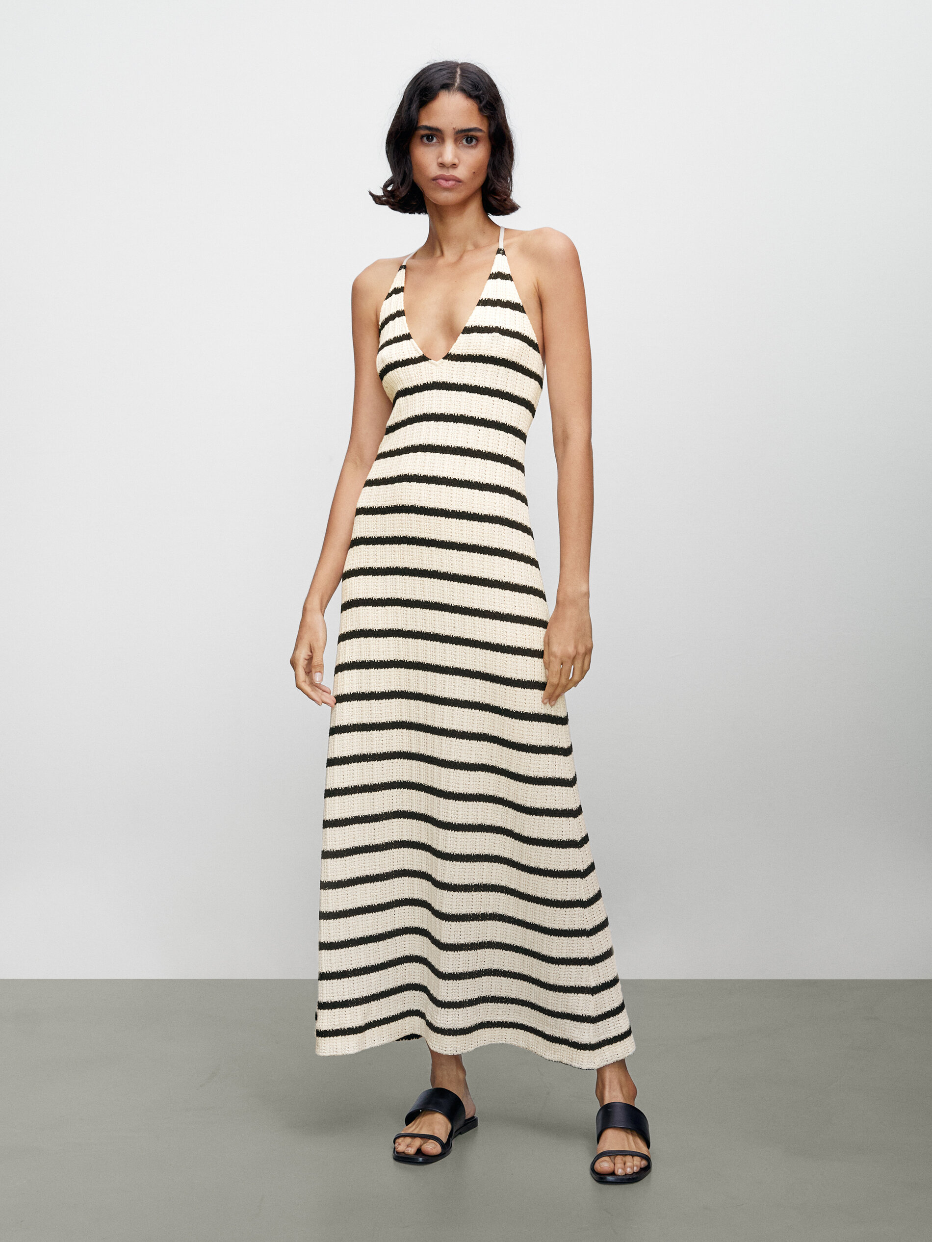 Vestido largo tirantes rayas - Massimo Dutti España
