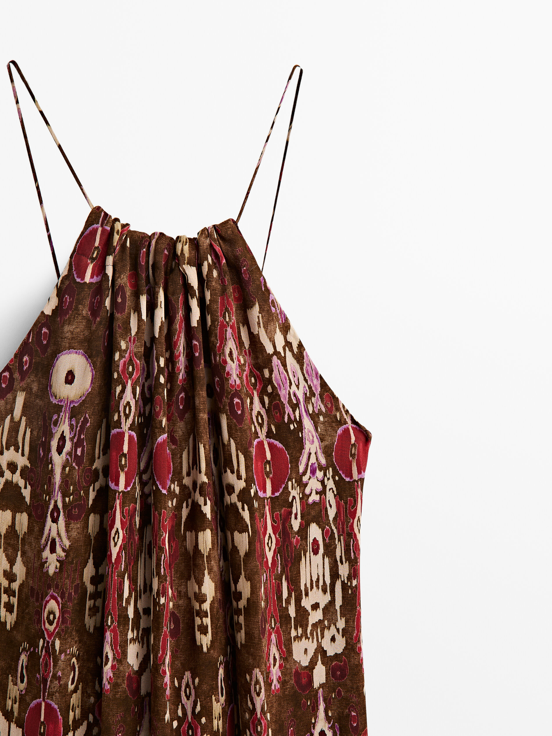 Vestido largo tirantes estampado - Massimo Dutti España
