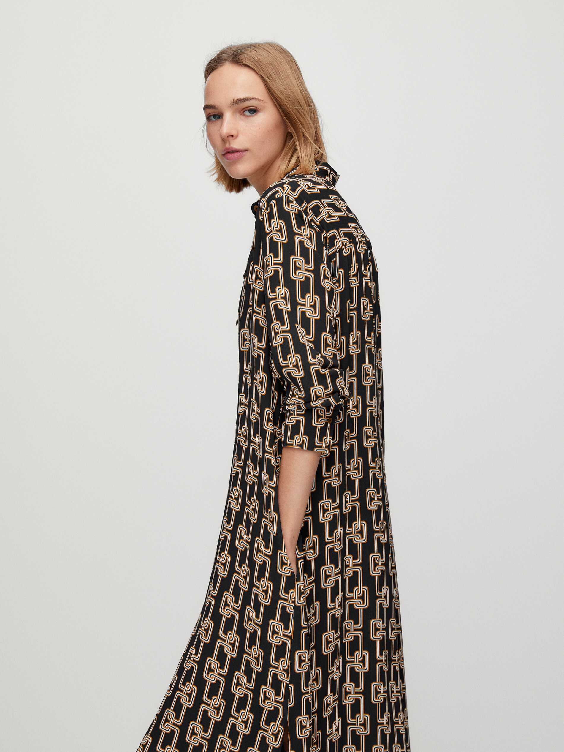 Vestito chemisier con stampa di catene - Massimo Dutti Italia