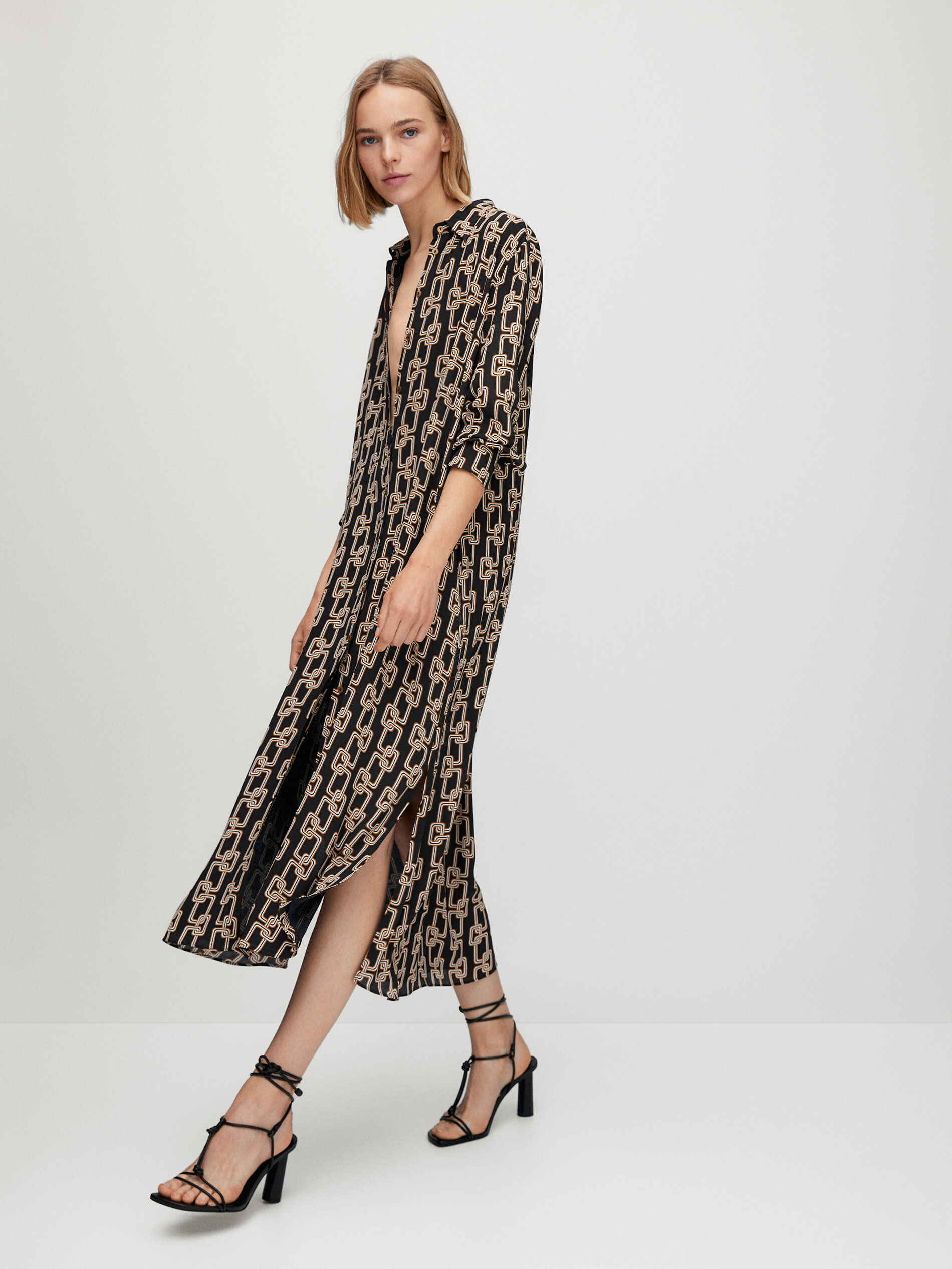 Vestito chemisier con stampa di catene - Massimo Dutti Italia