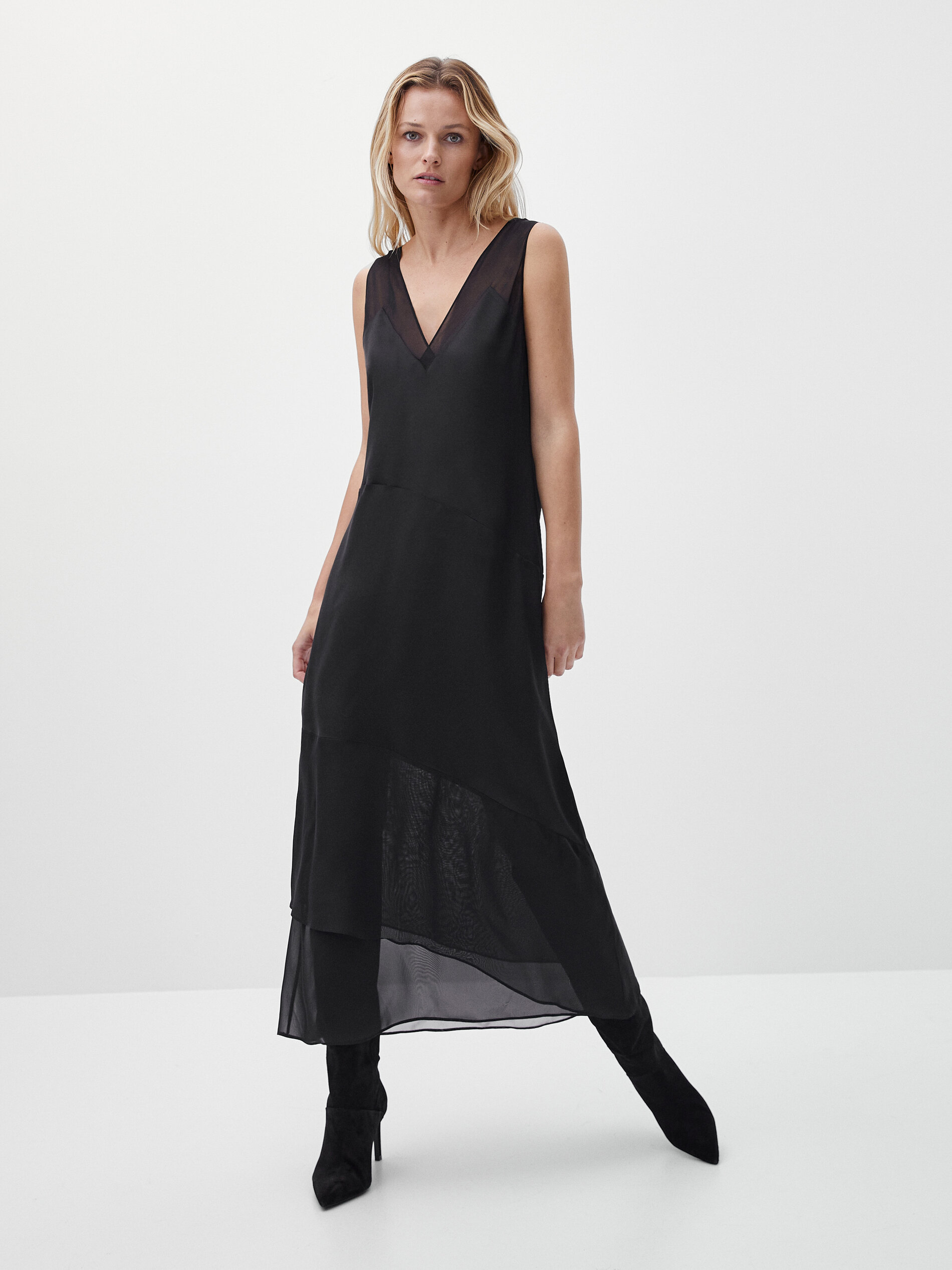 Black satin dress - Massimo Dutti Algérie