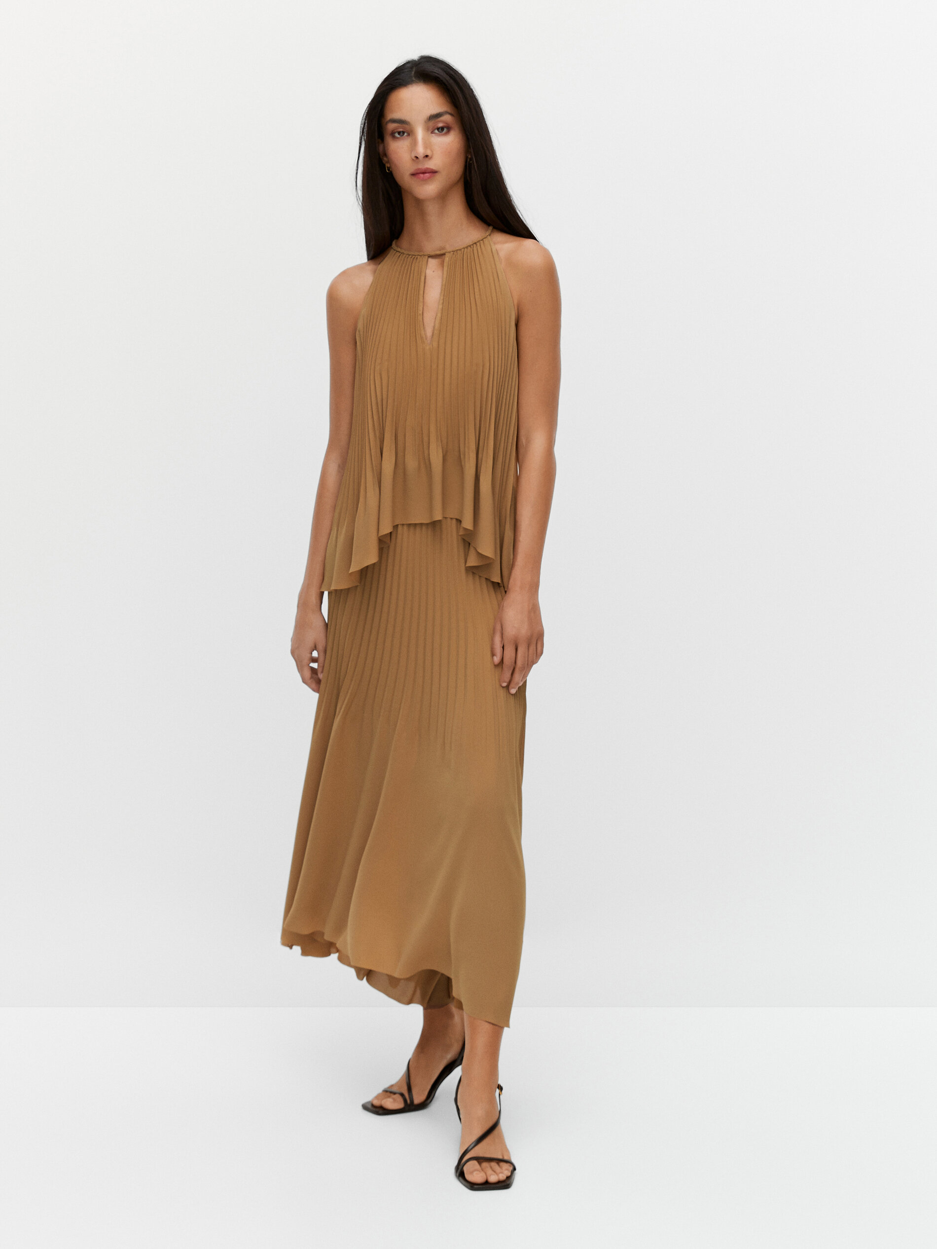 Long pleated halter dress - Massimo 