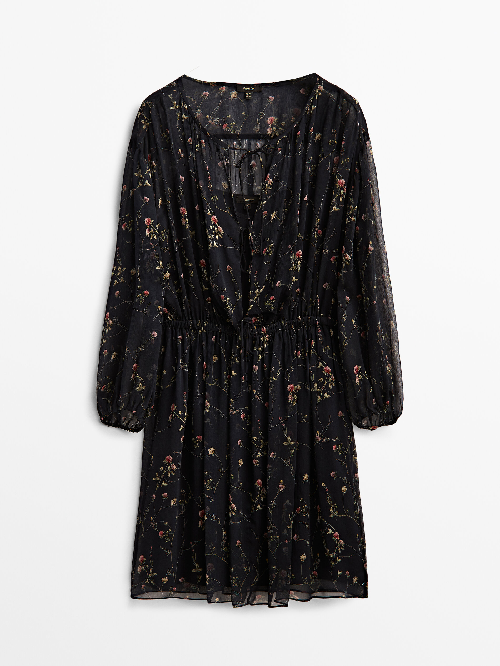 Vestido corto estampado flores - Massimo Dutti España