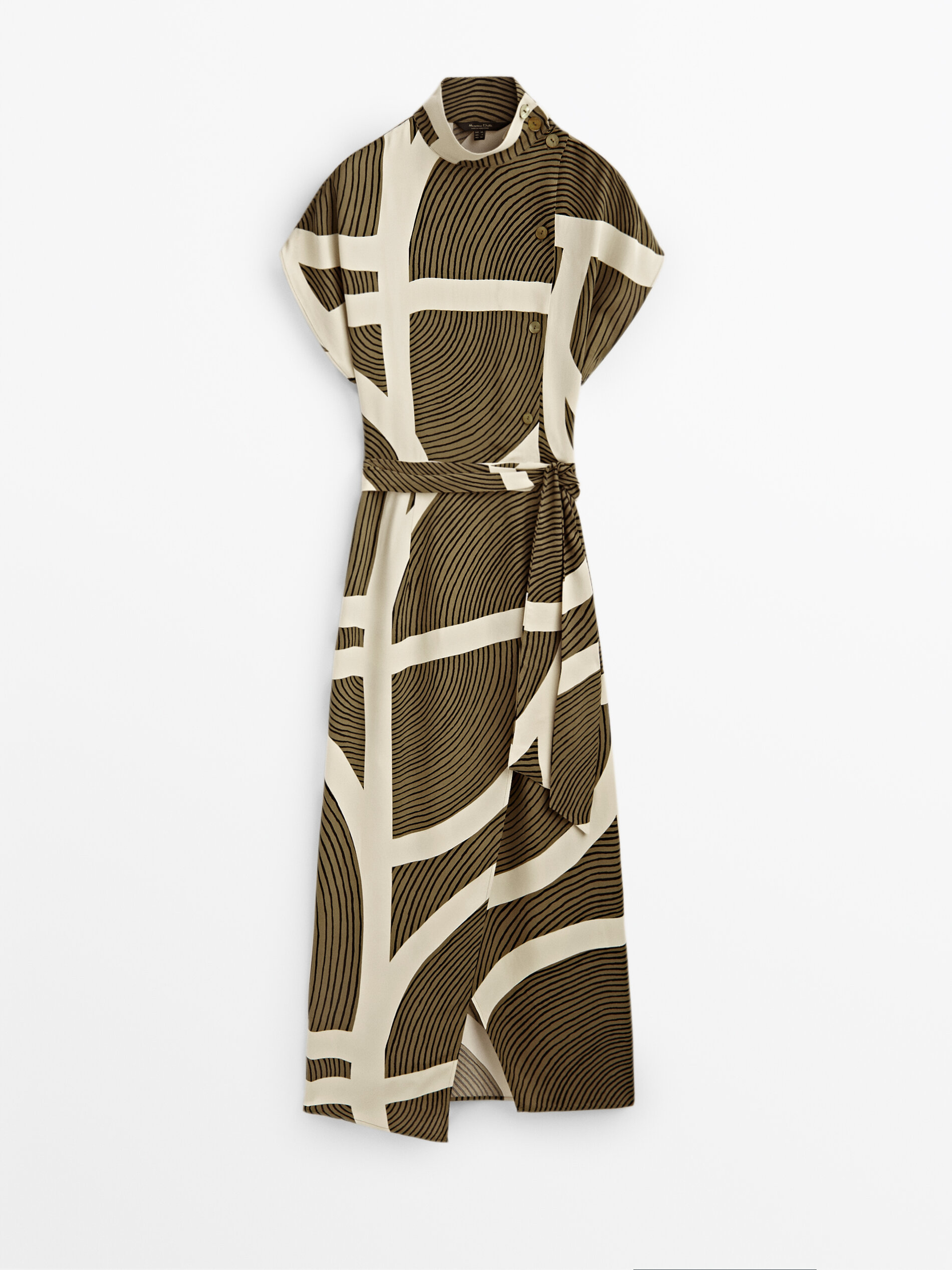 Vestido estampado botones laterales - Massimo Dutti España