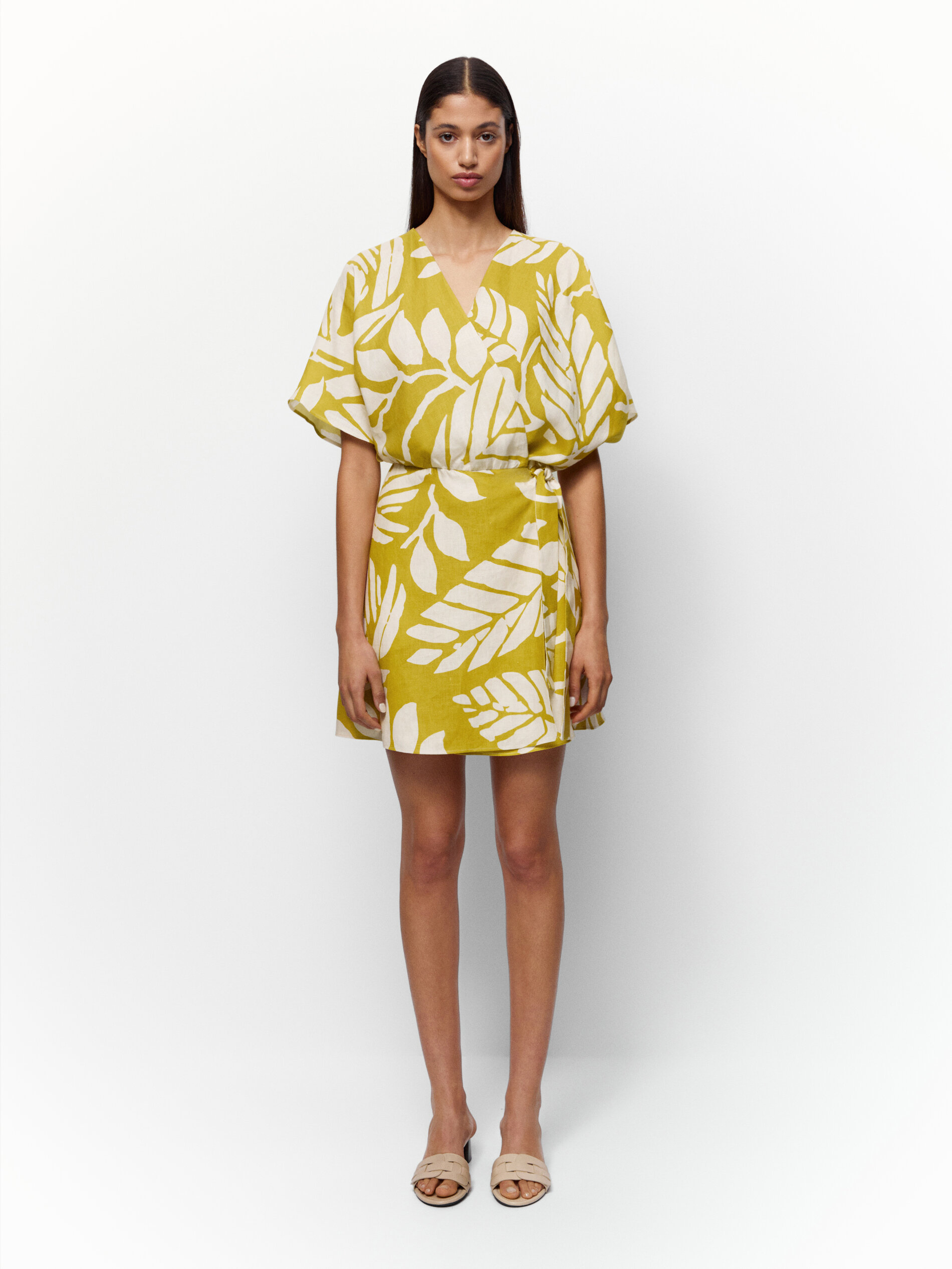 Short printed linen dress - Massimo 