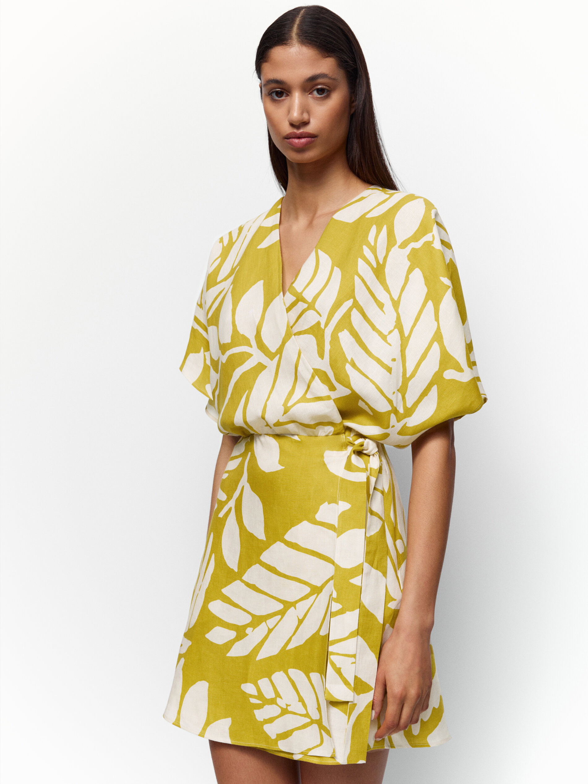 Short printed linen dress - Massimo 