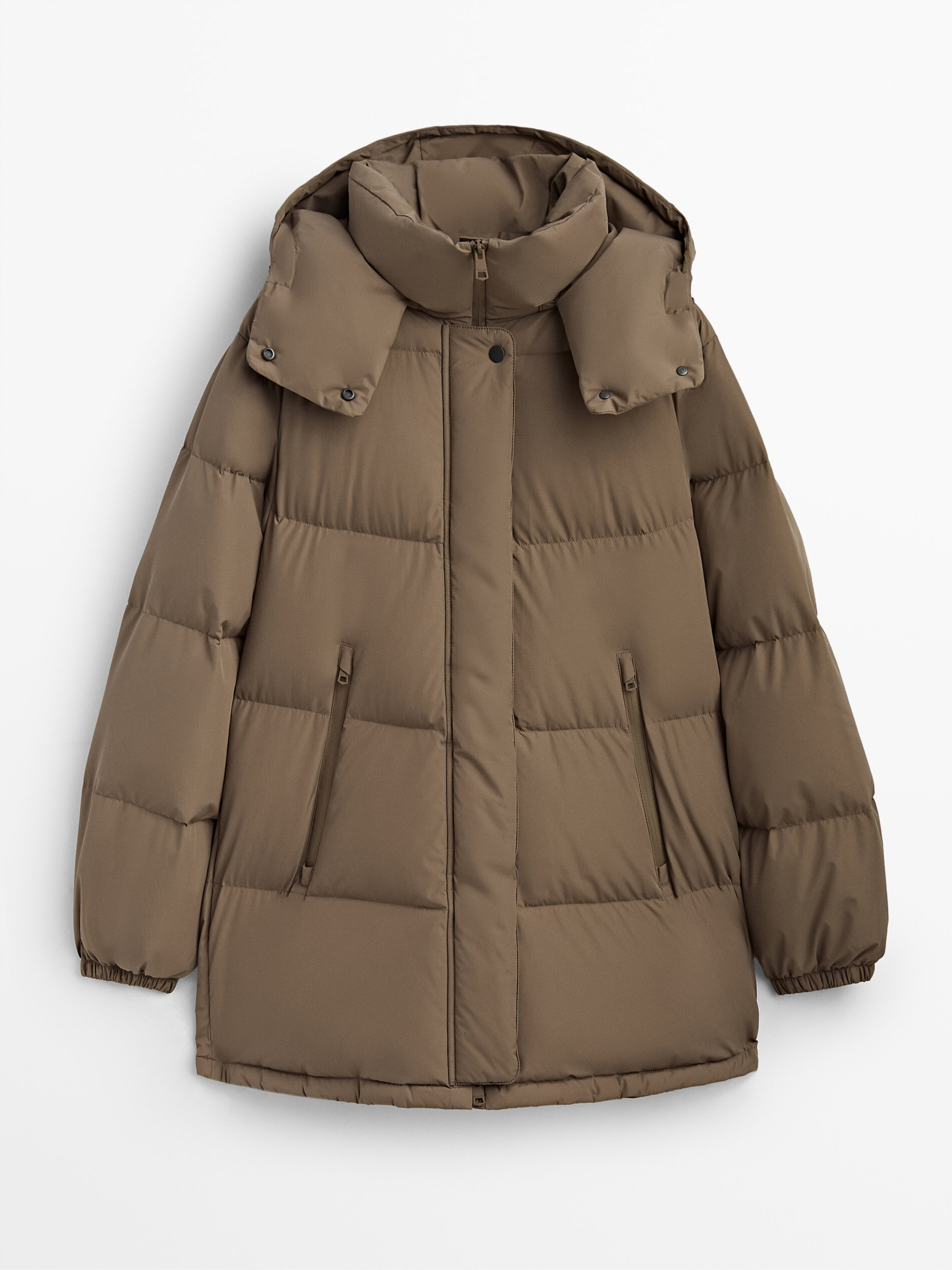 massimo dutti down puffer jacket with belt