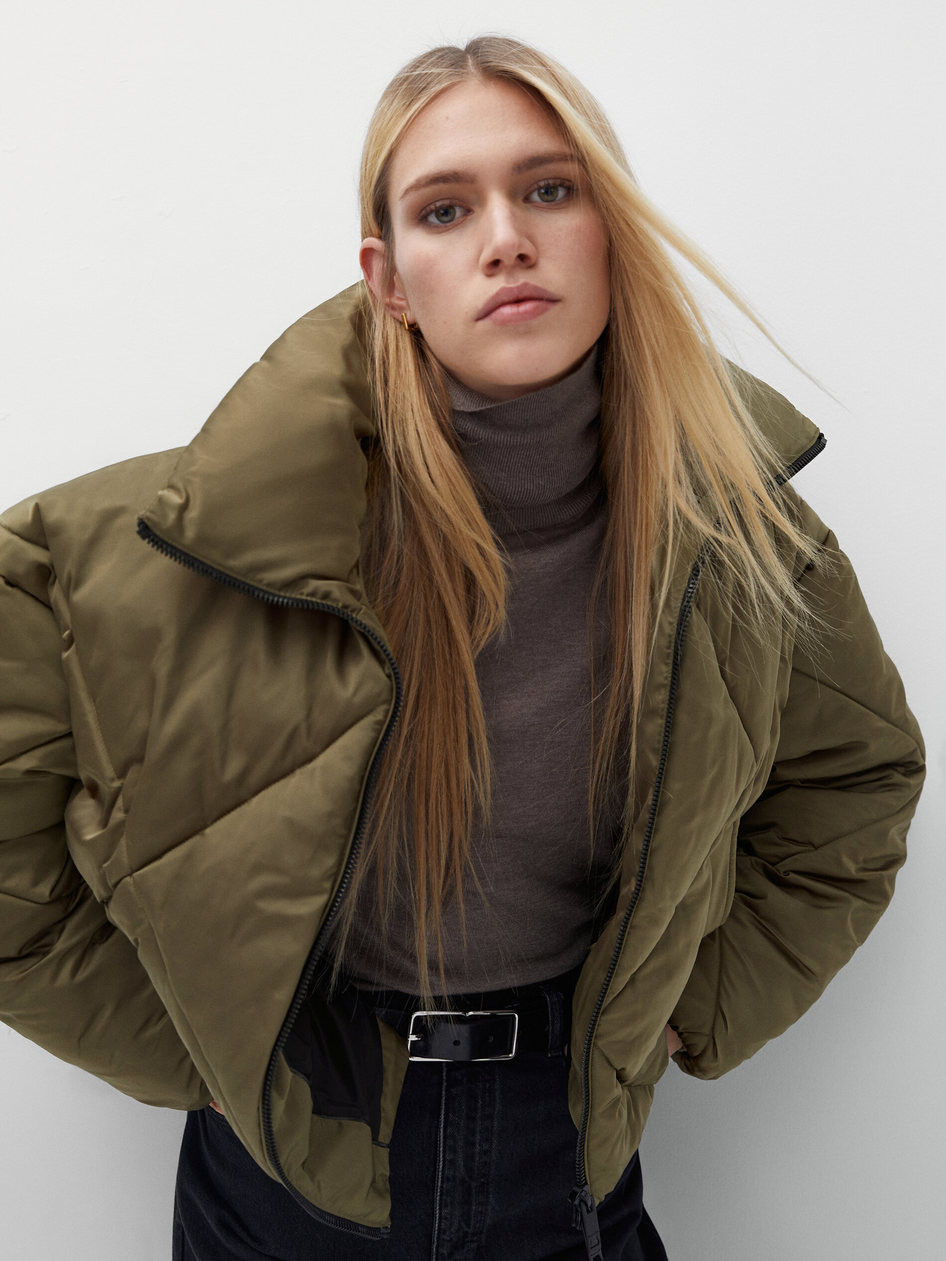 quilted jacket with high neck