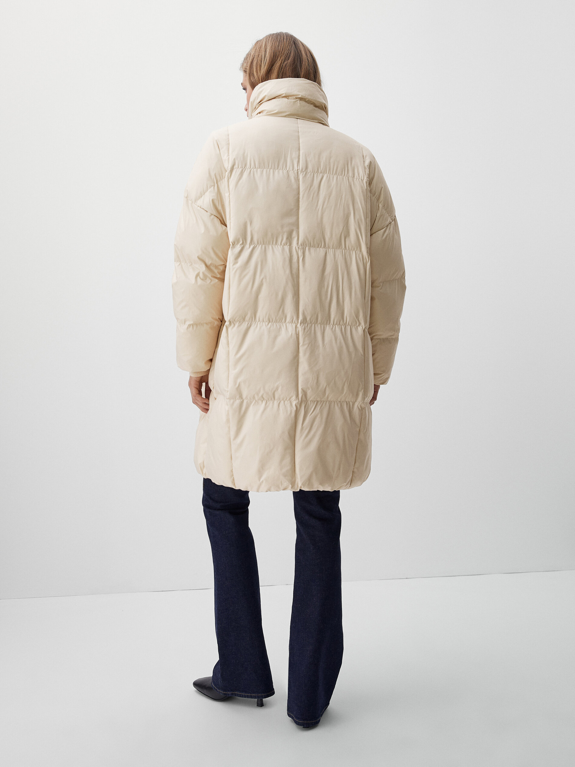 massimo dutti down puffer jacket with belt