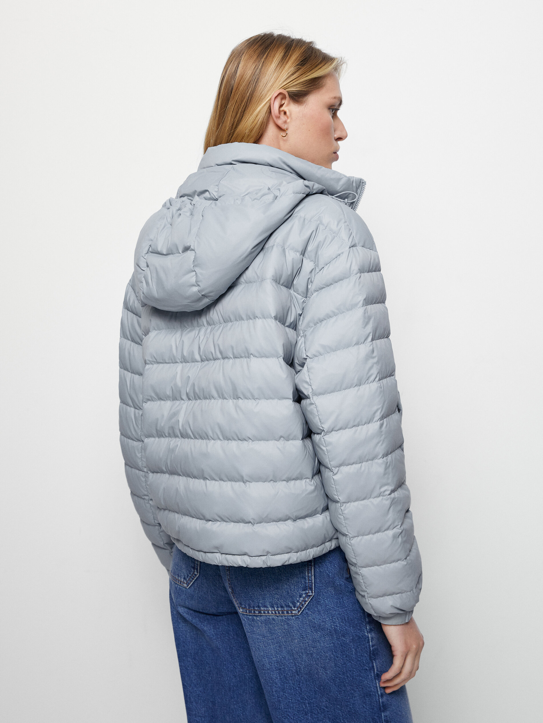 quilted down bomber jacket