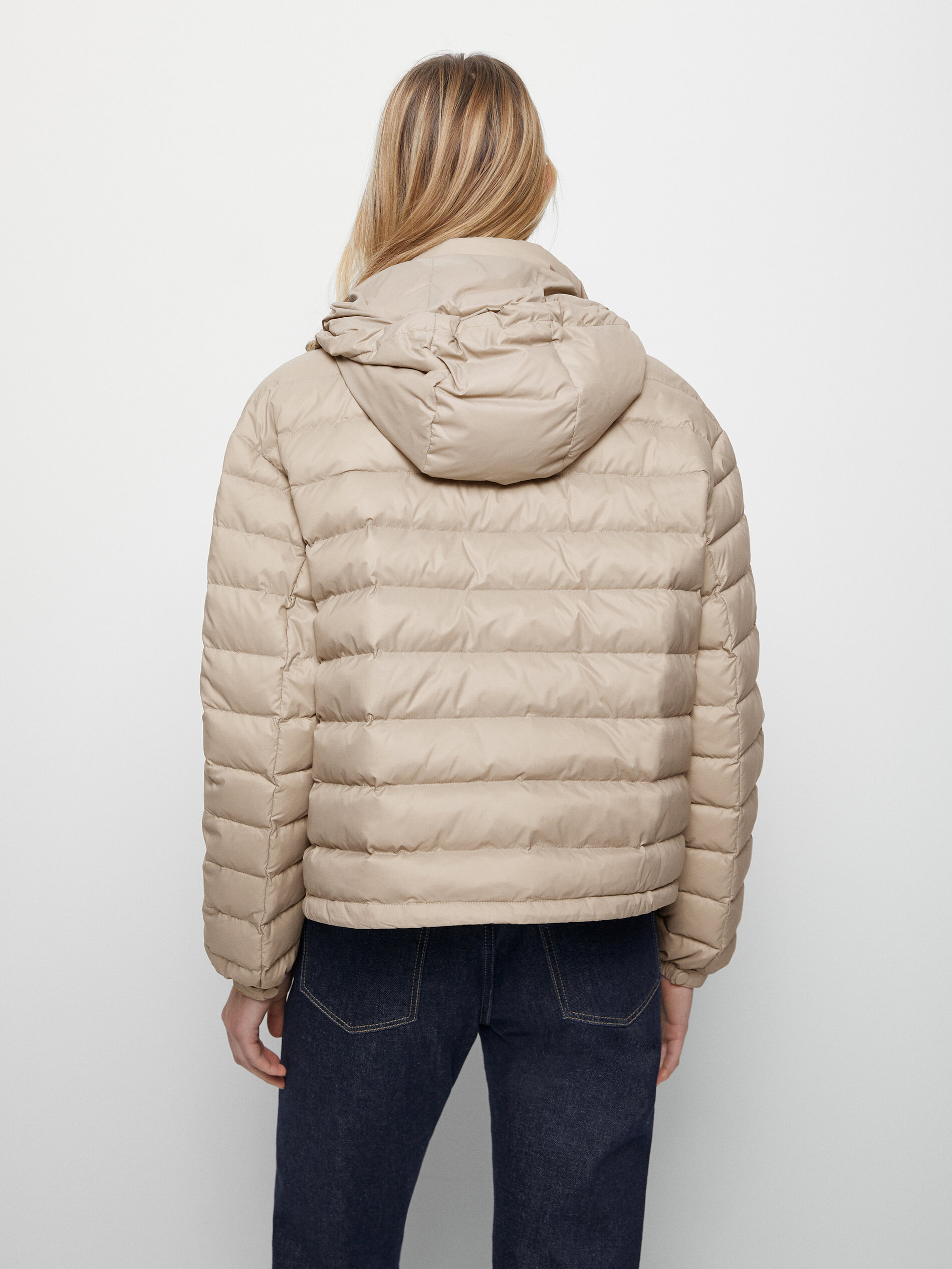 quilted down bomber jacket
