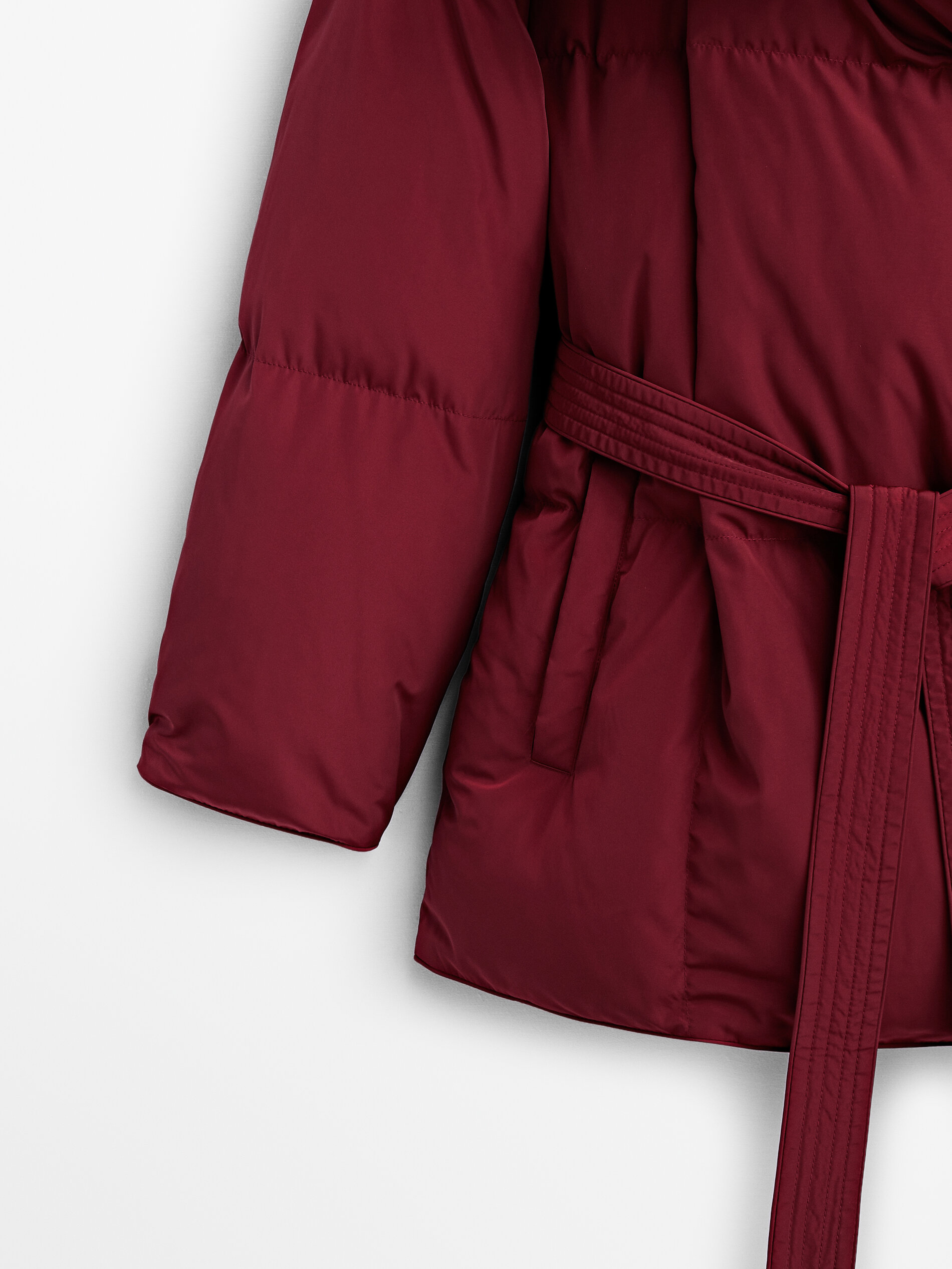 massimo dutti down puffer jacket with belt