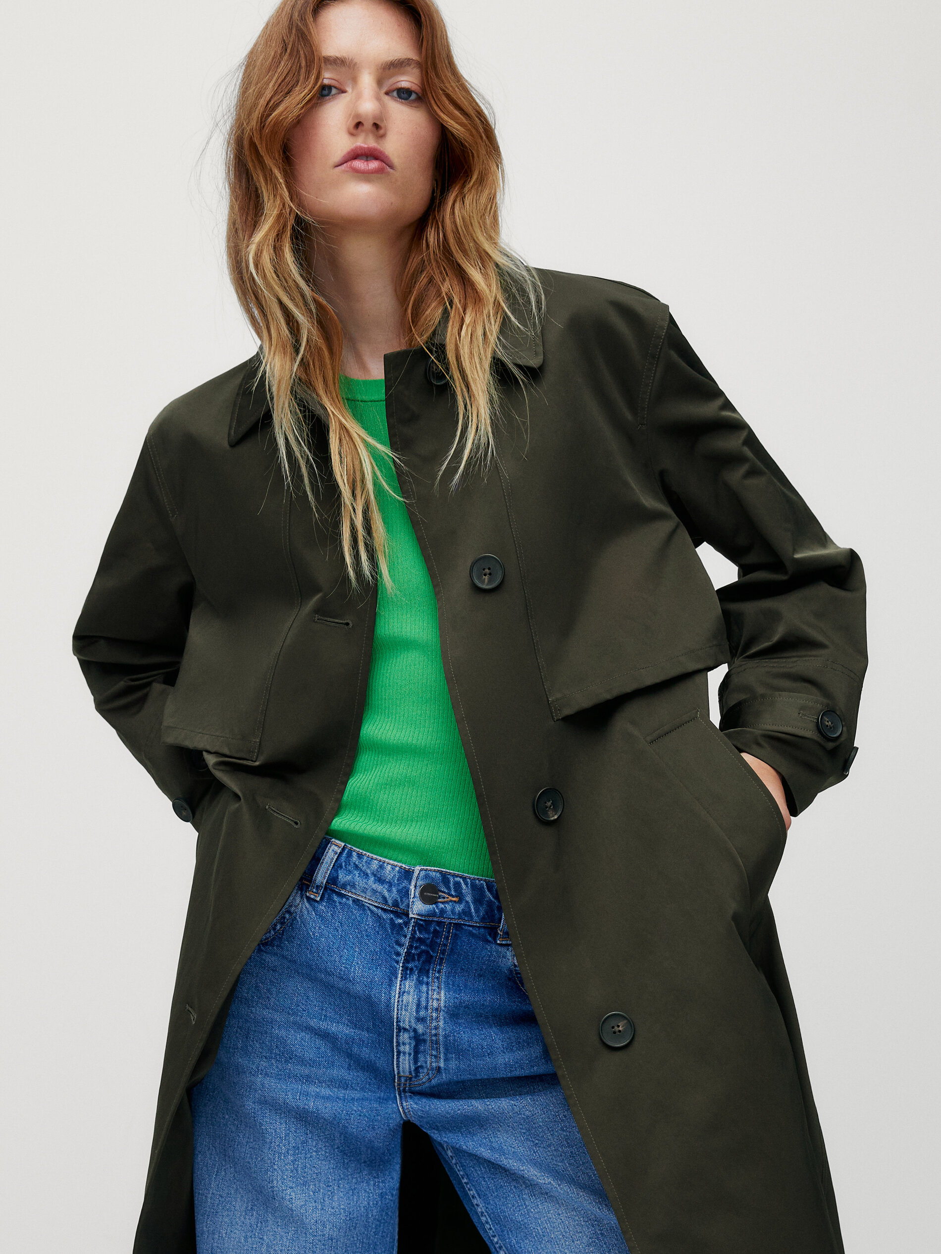 null´s Green buttoned trench coat Massimo Dutti United States of 