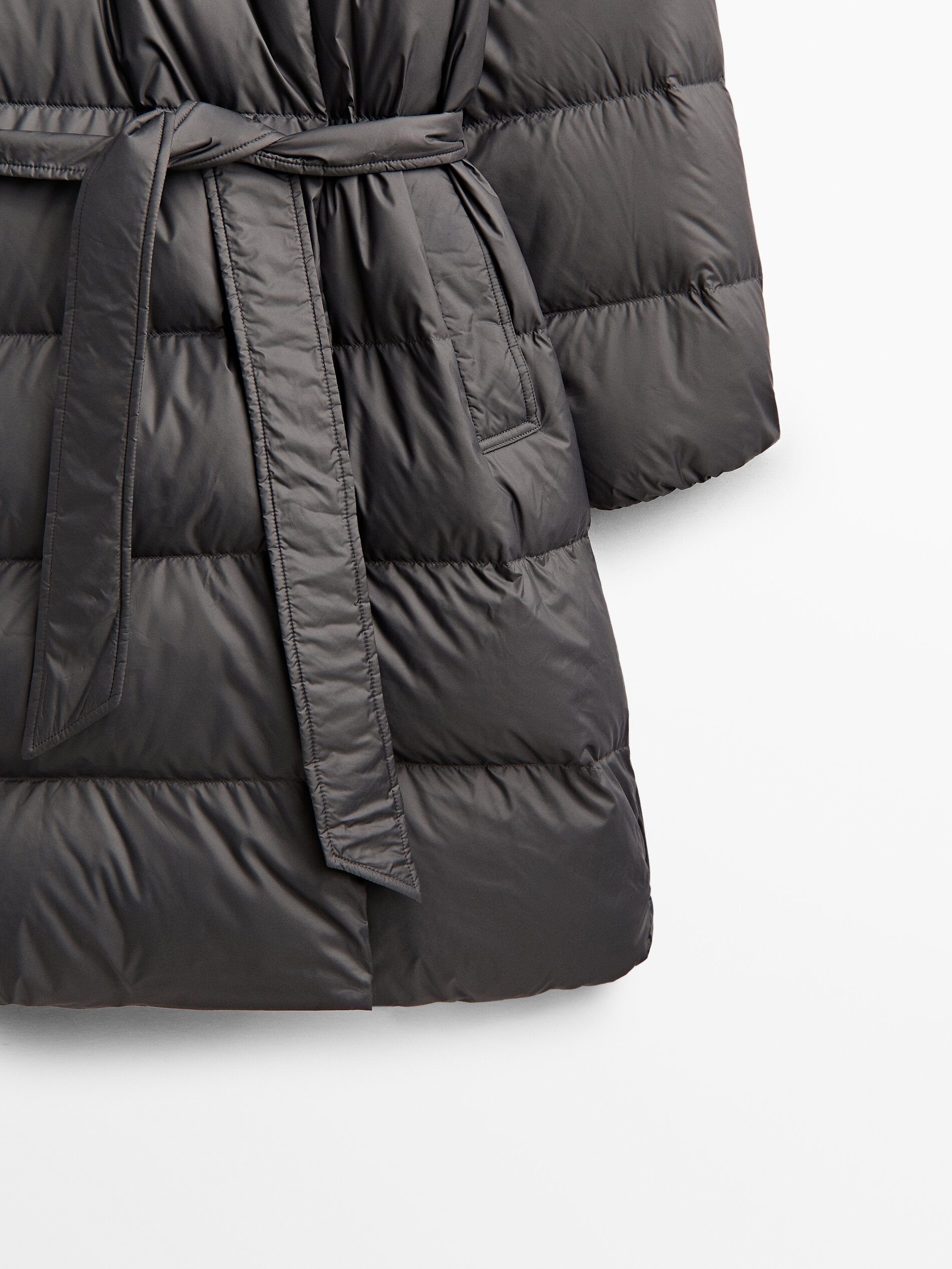 massimo dutti down puffer jacket with belt
