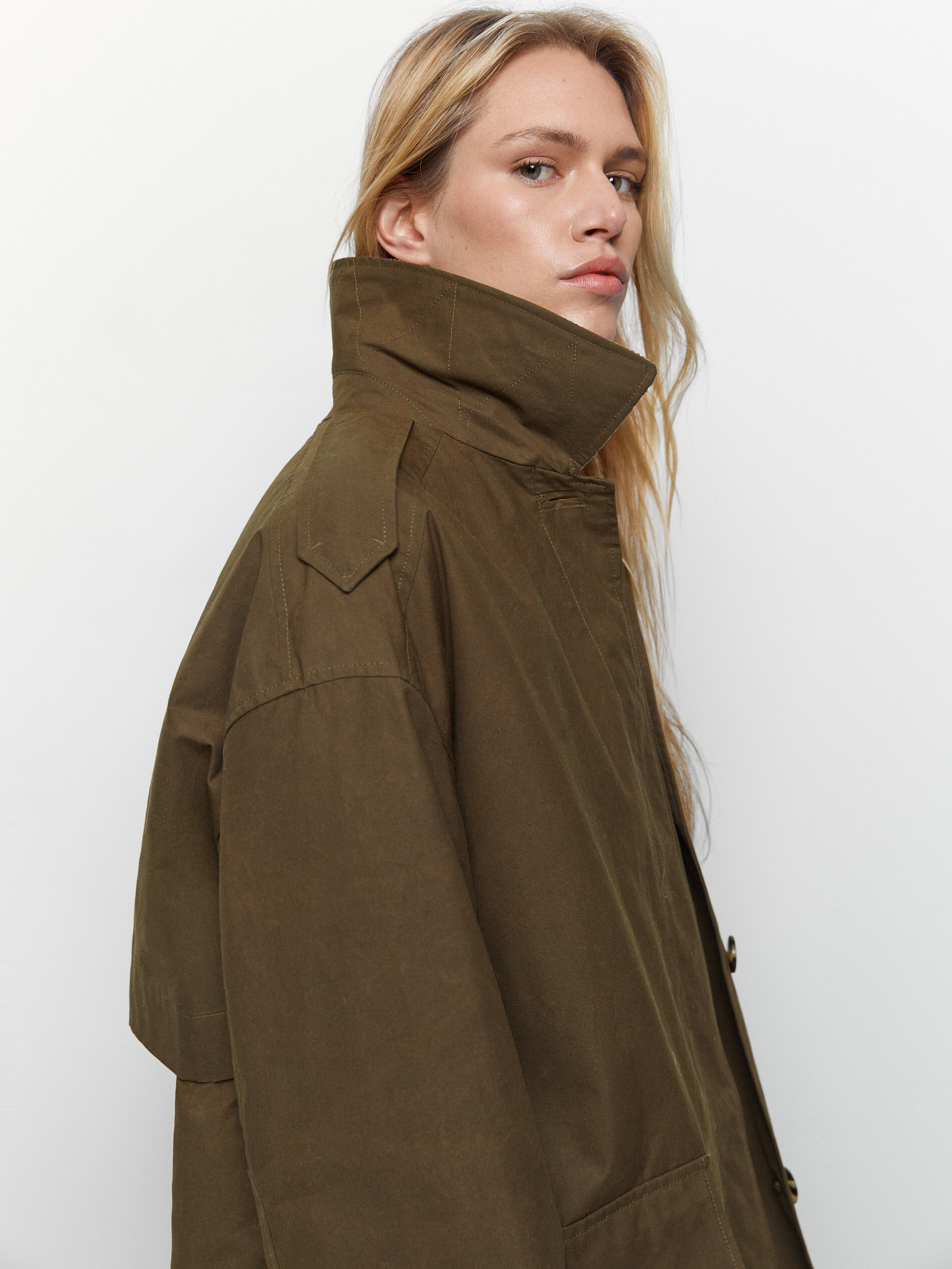 Parka encerada algodón cuello pana - Massimo Dutti España