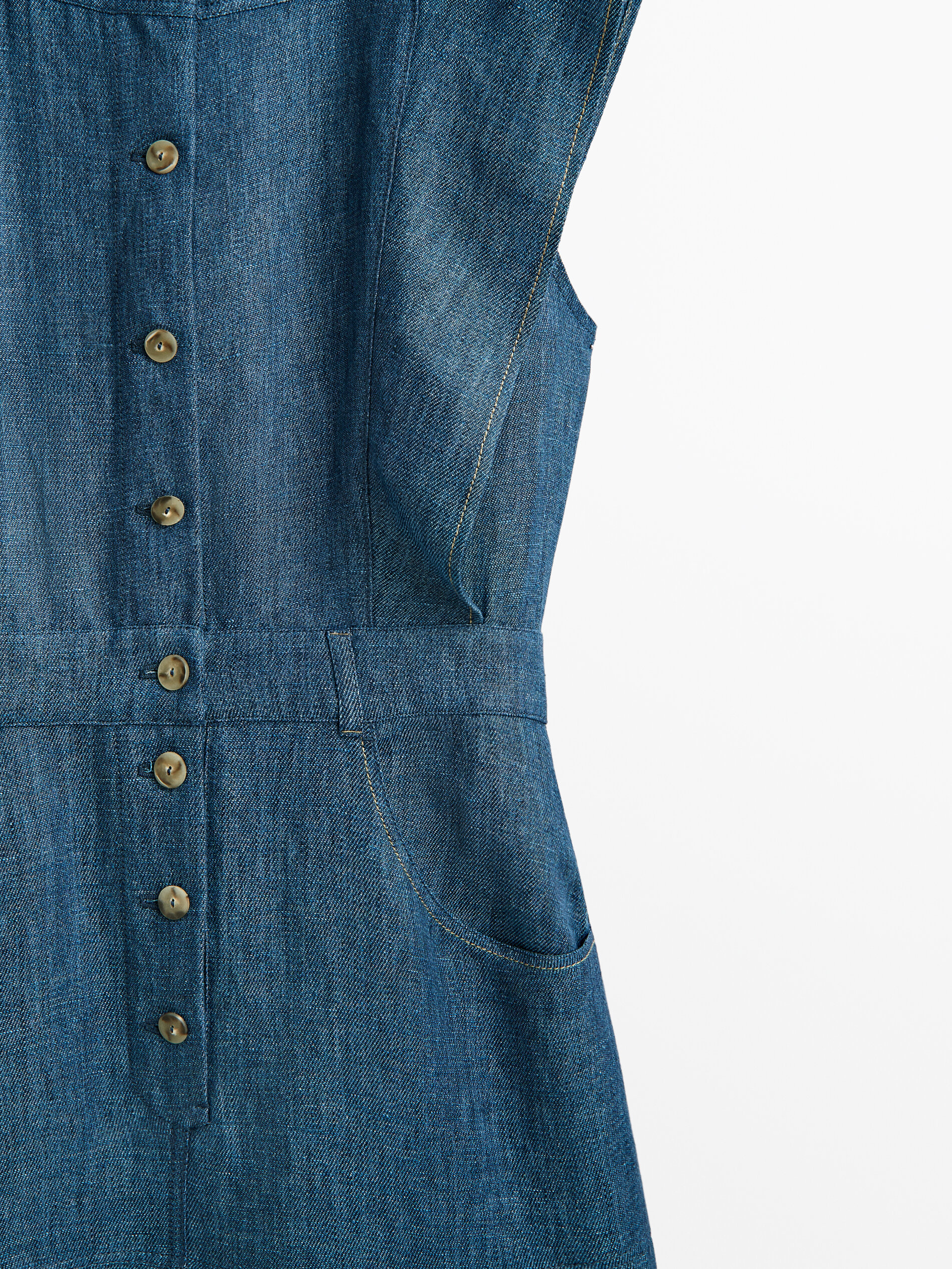 Vestito lungo in denim di lino - Massimo Dutti Italia