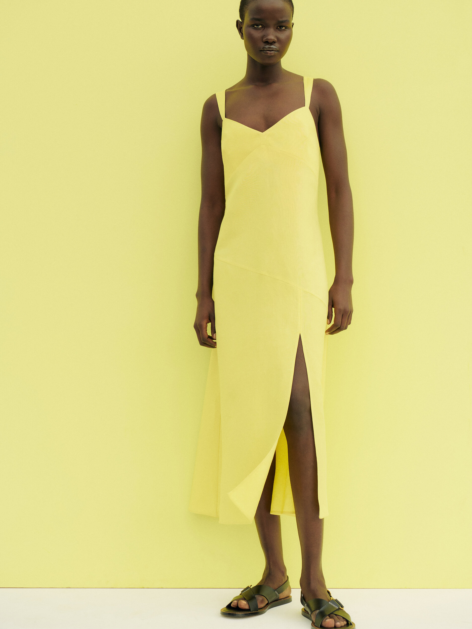 Vestido lino lazo espalda - Massimo Dutti España