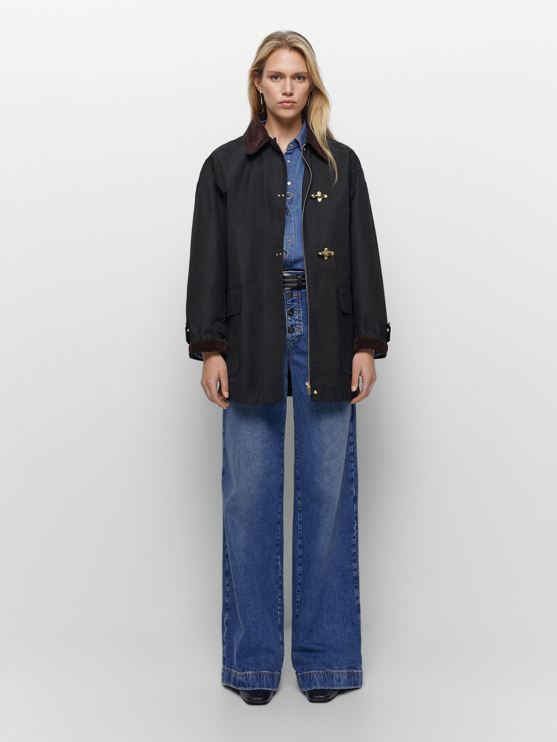 Parka encerada algodón cuello pana - Massimo Dutti España