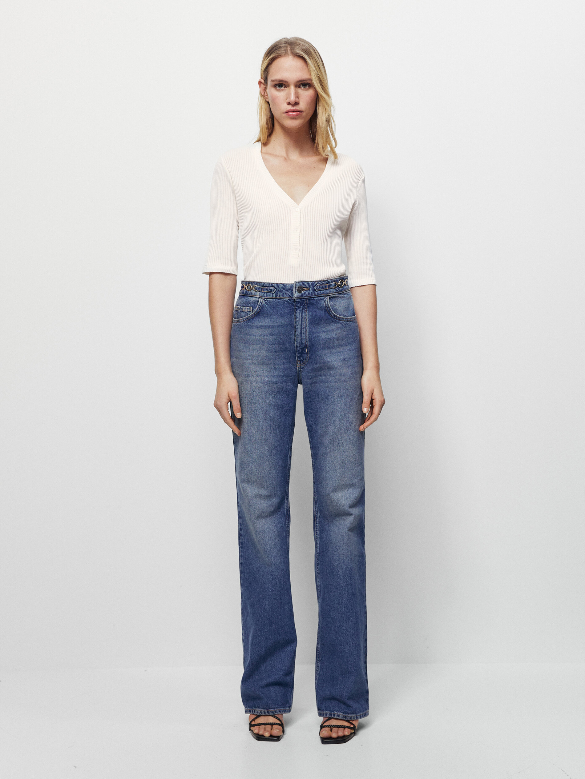 T-shirt with buttons - Massimo Dutti 