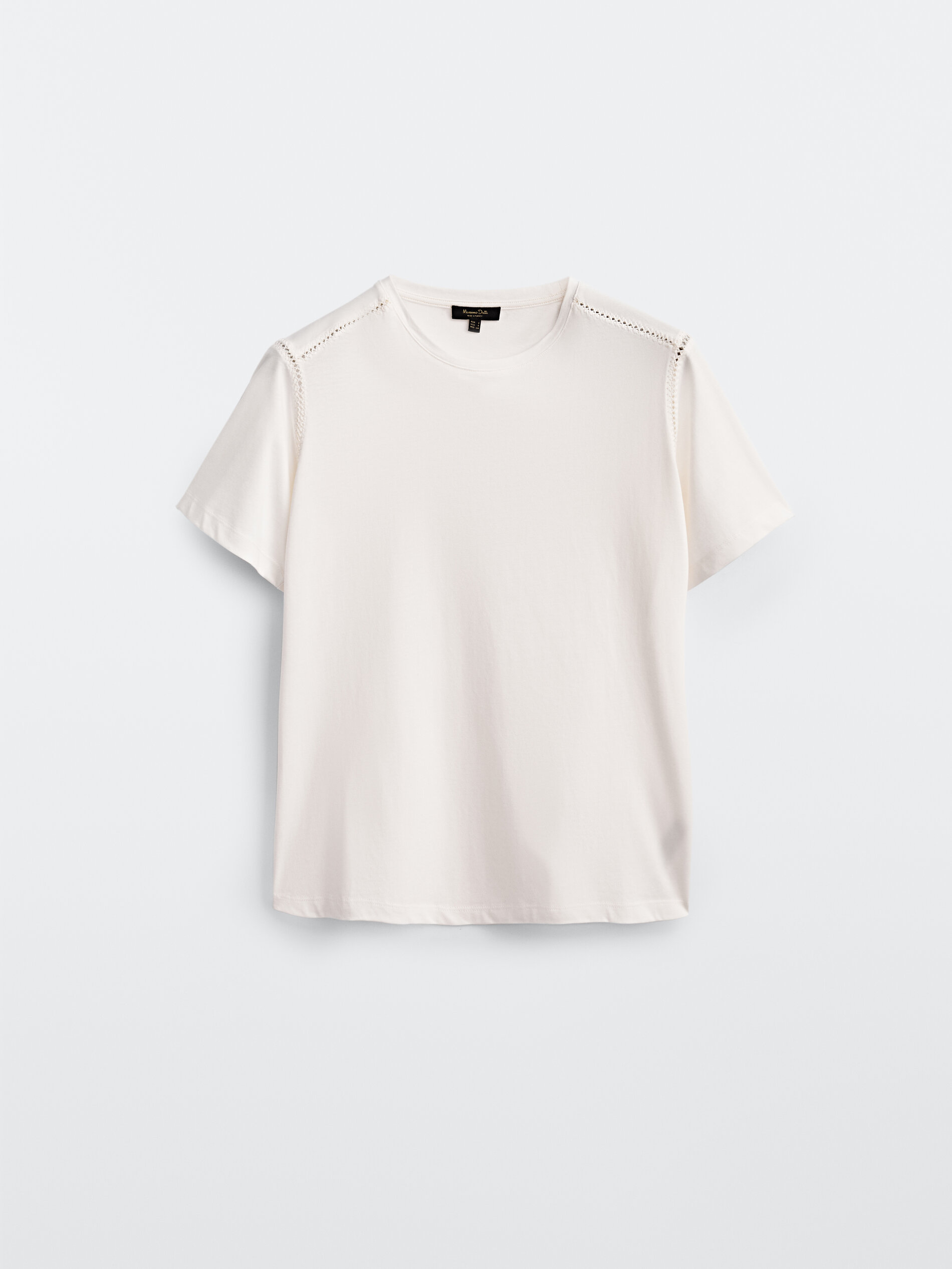 Cotton T-shirt with lace trim - Massimo 