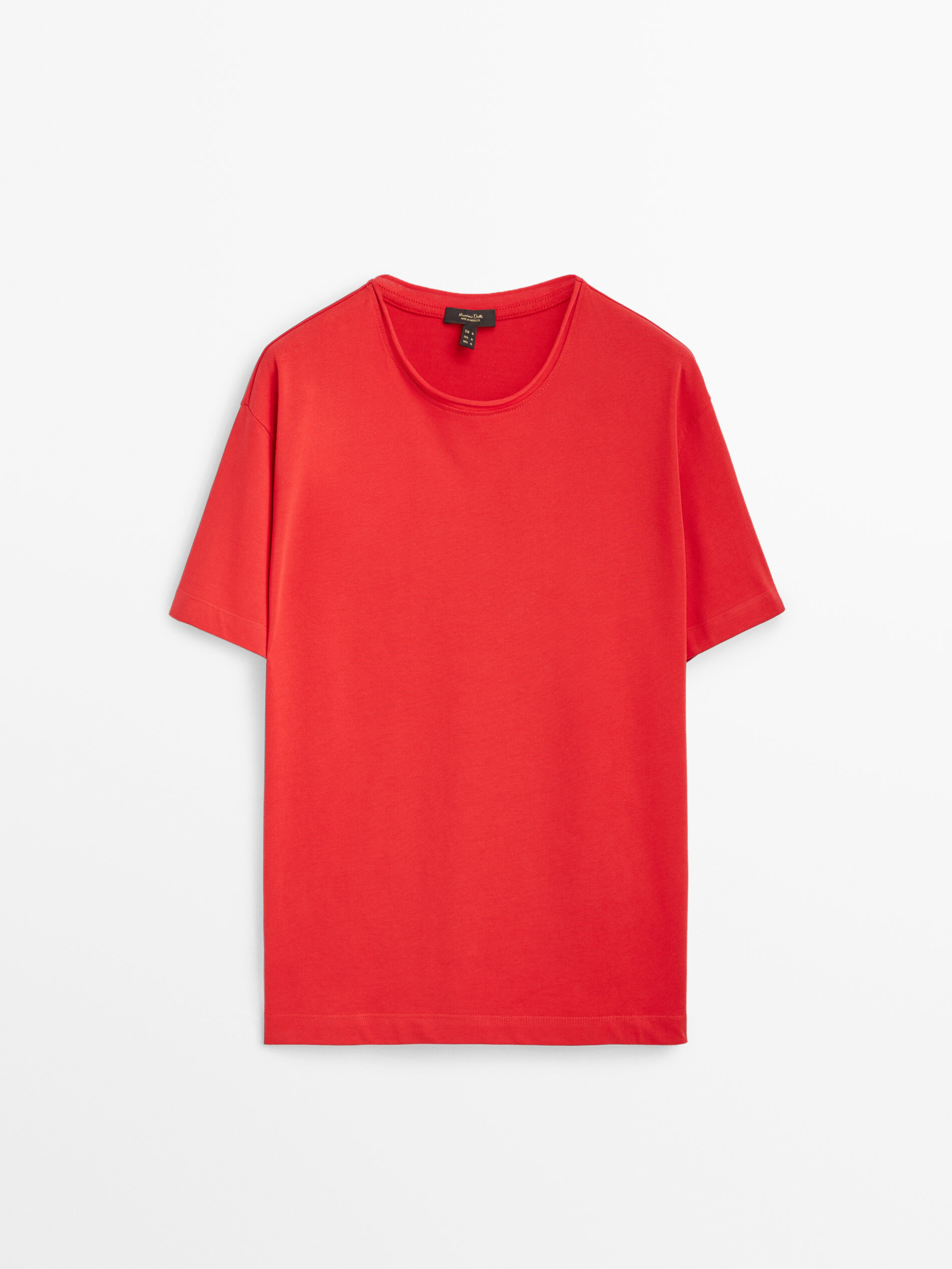 Massimo Dutti - Women - 100% Cotton Short Sleeve T-Shirt - Red - 8