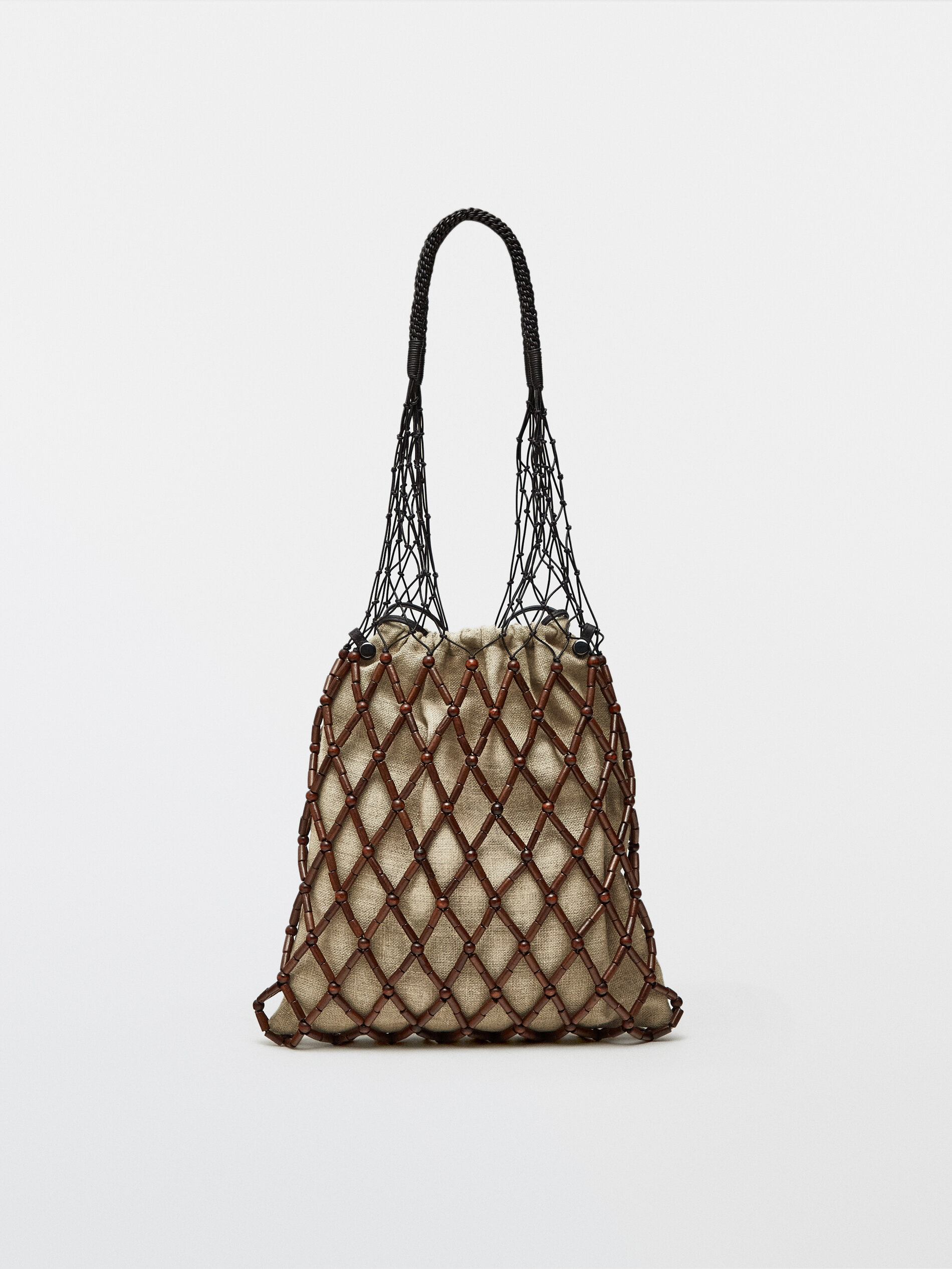 massimo dutti braided leather bolsa