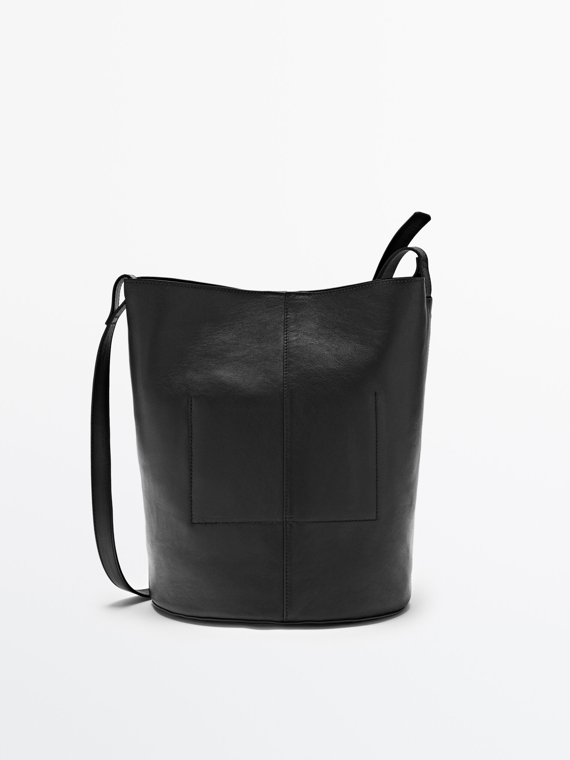 leather bucket bag black