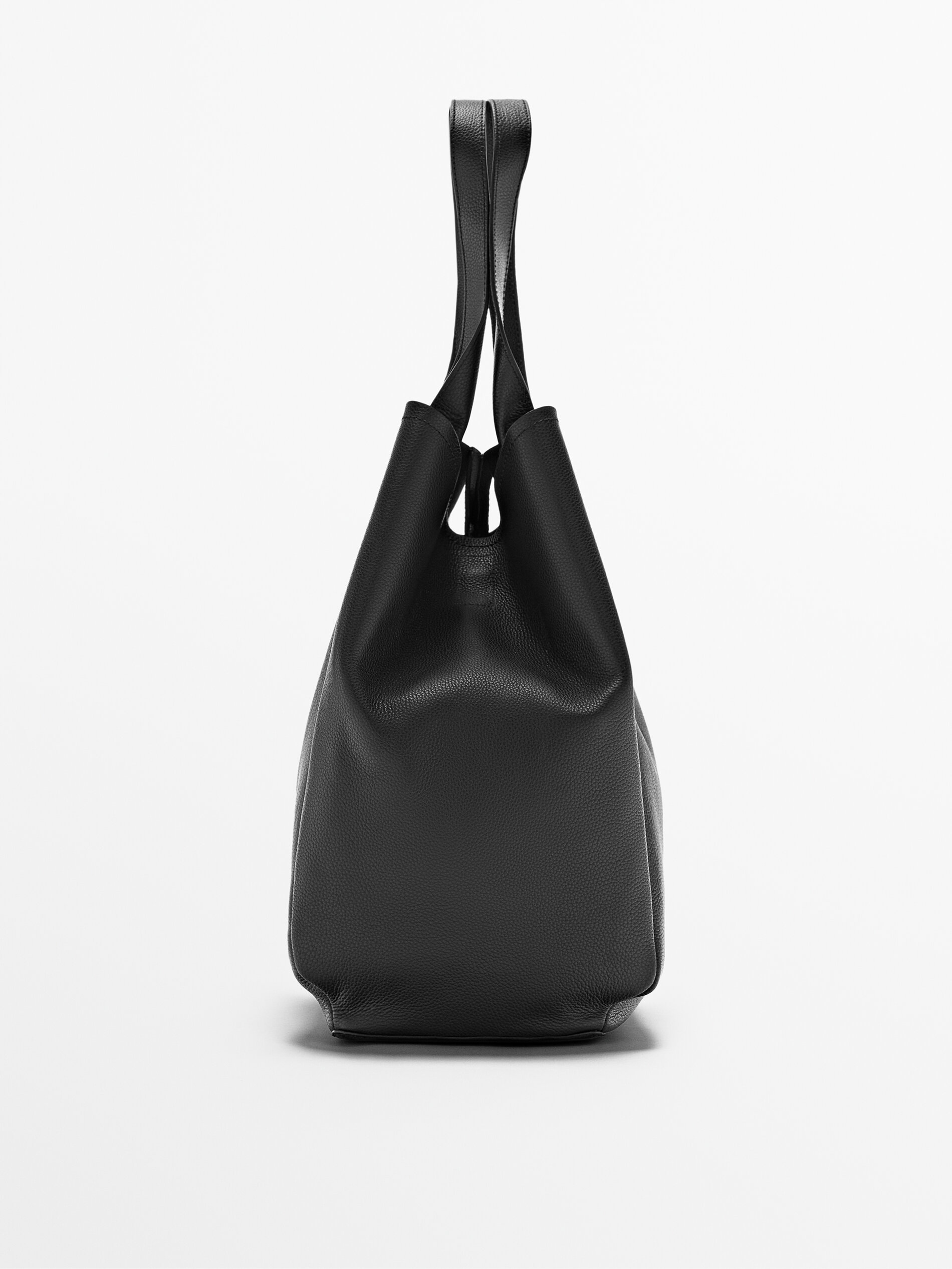 black tote leather