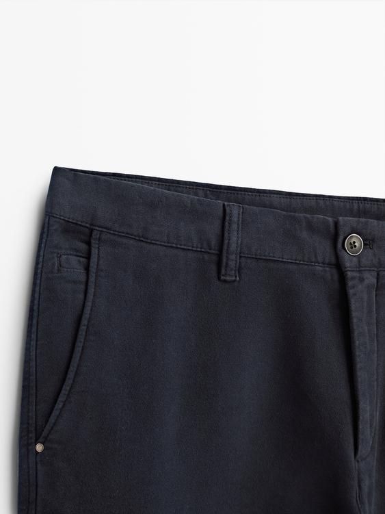 Slim fit cotton velveteen trousers