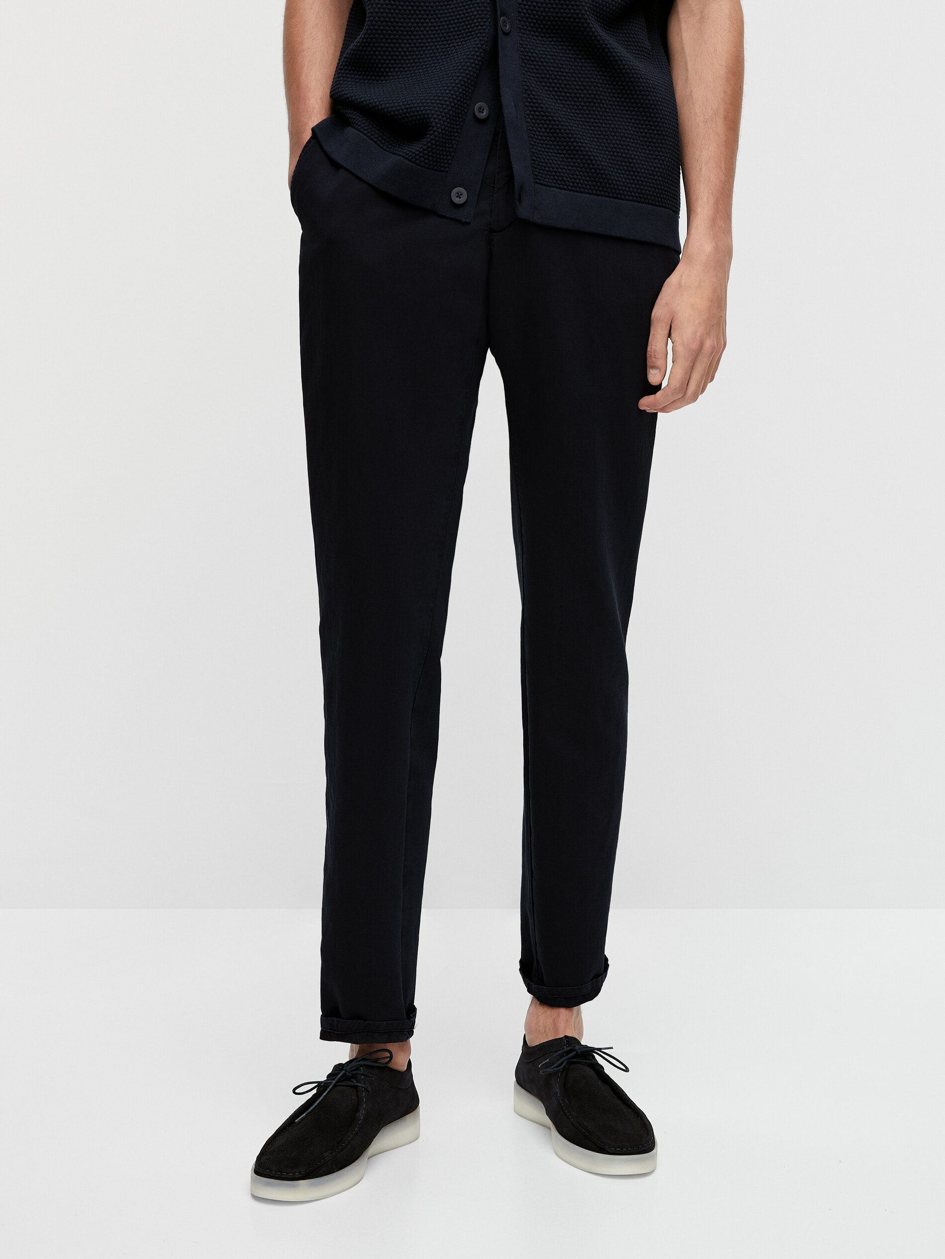 Pantaloni chino di lino e cotone slim fit - Massimo Dutti Italia