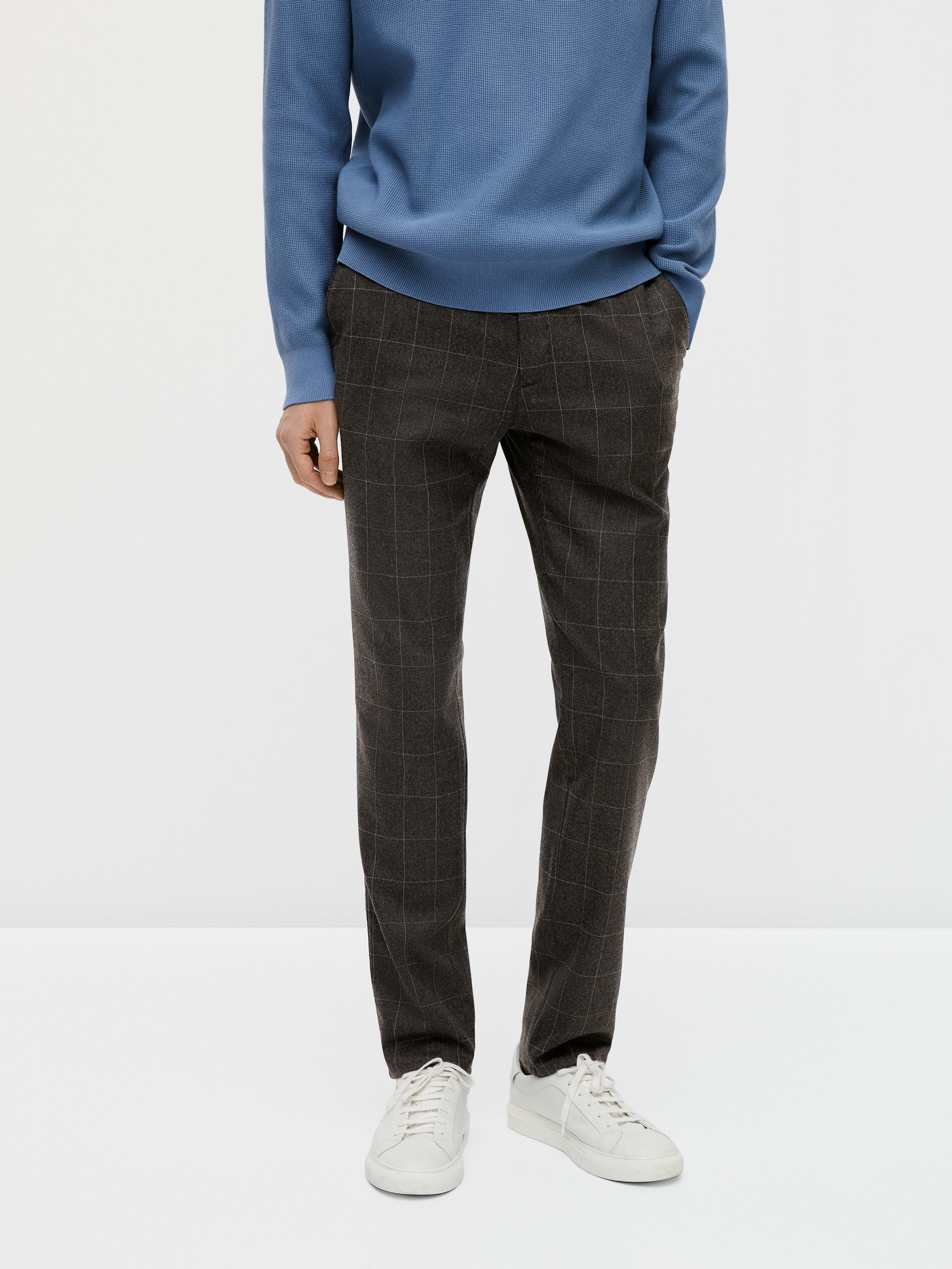 Slim fit checked wool chino trousers 