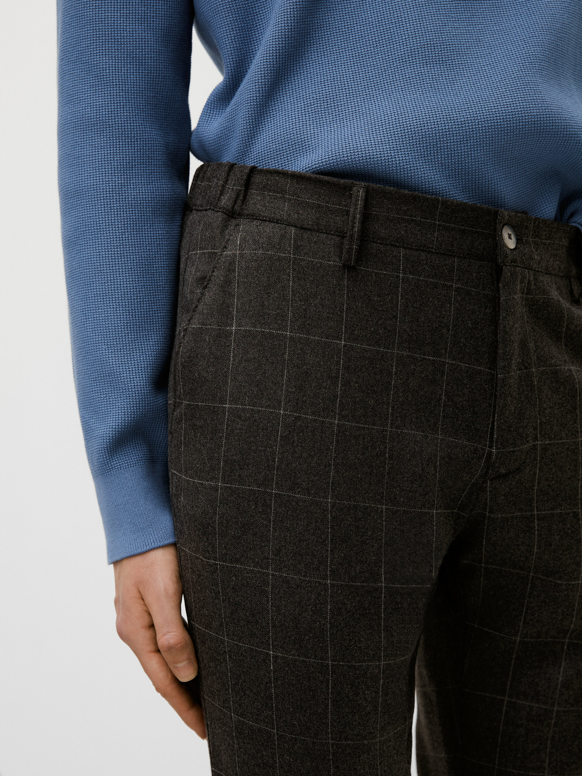 Slim fit checked wool chino trousers 
