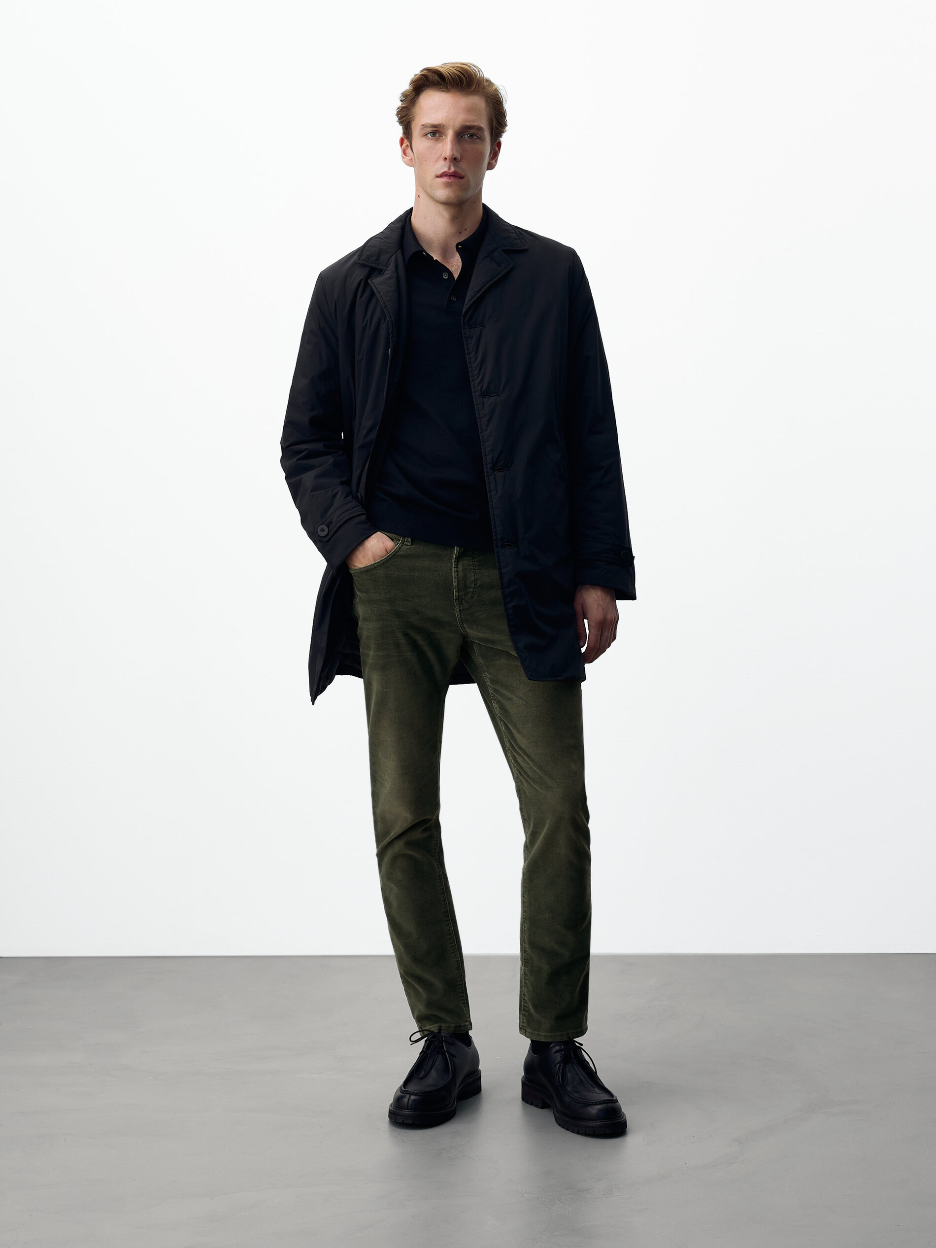 Slim fit corduroy denim-effect trousers 