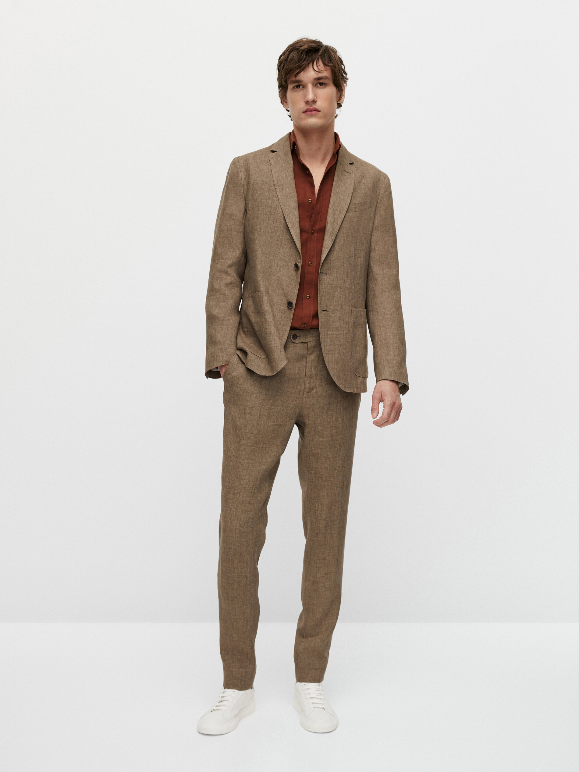Pantaloni 100% lino effetto slavato - Massimo Dutti Italia