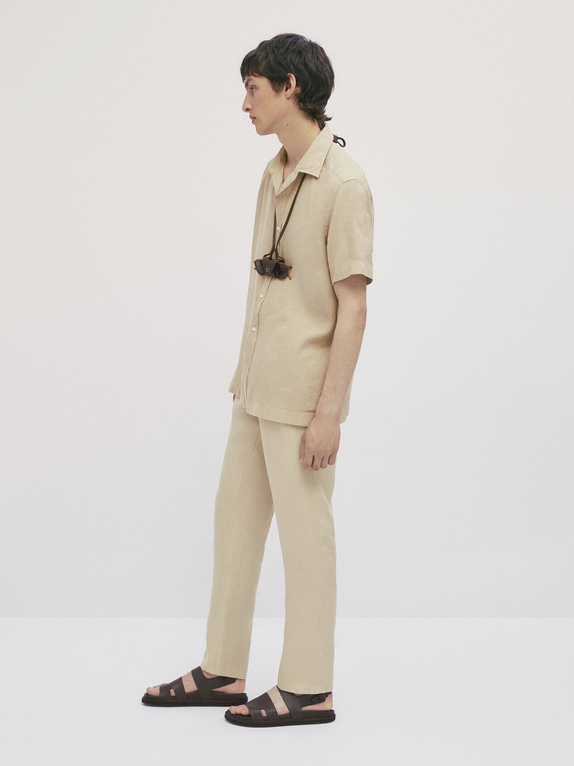 Pantaloni 100% lino con pince - Massimo Dutti Italia
