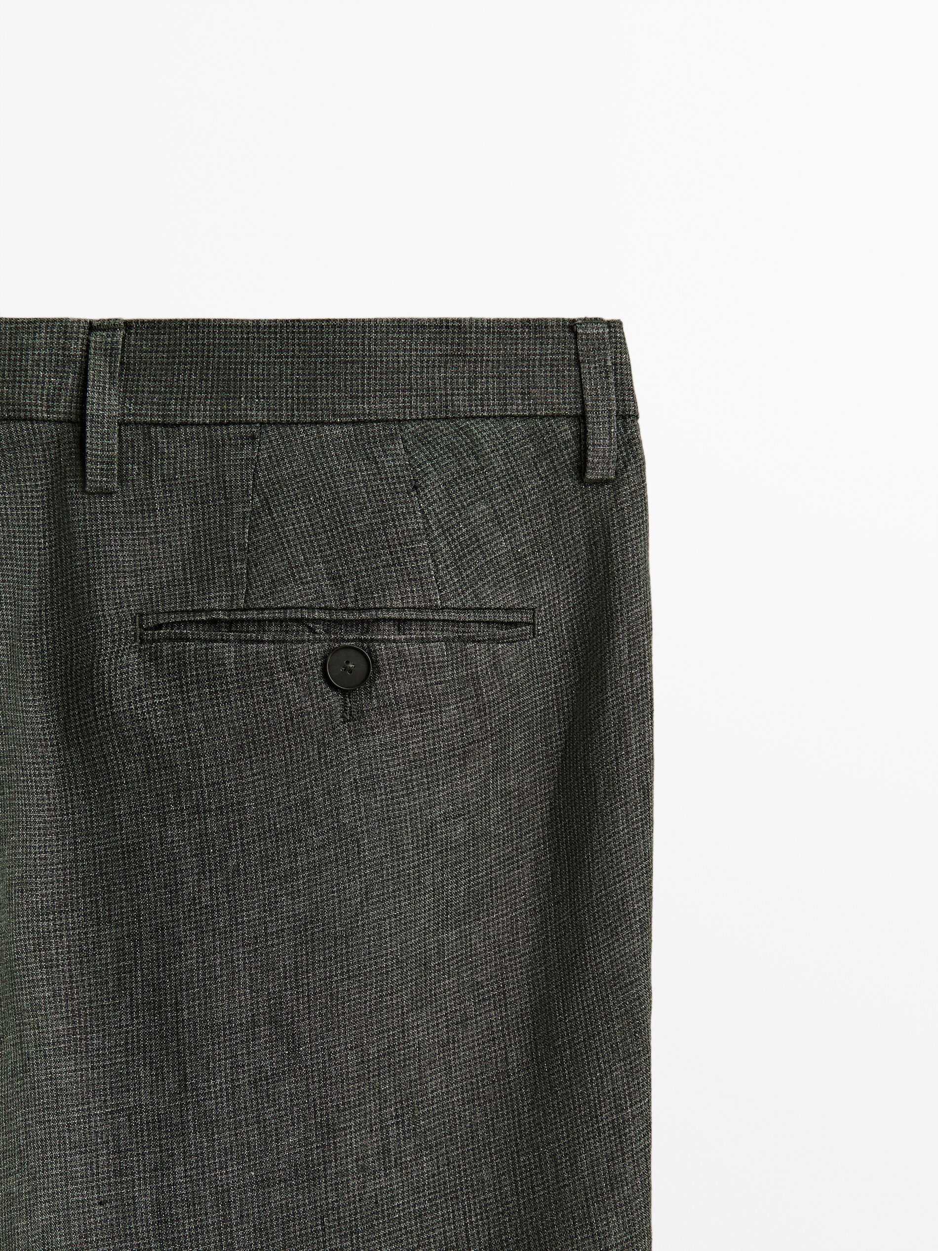 Pantalón lino pata de gallo - Massimo Dutti España
