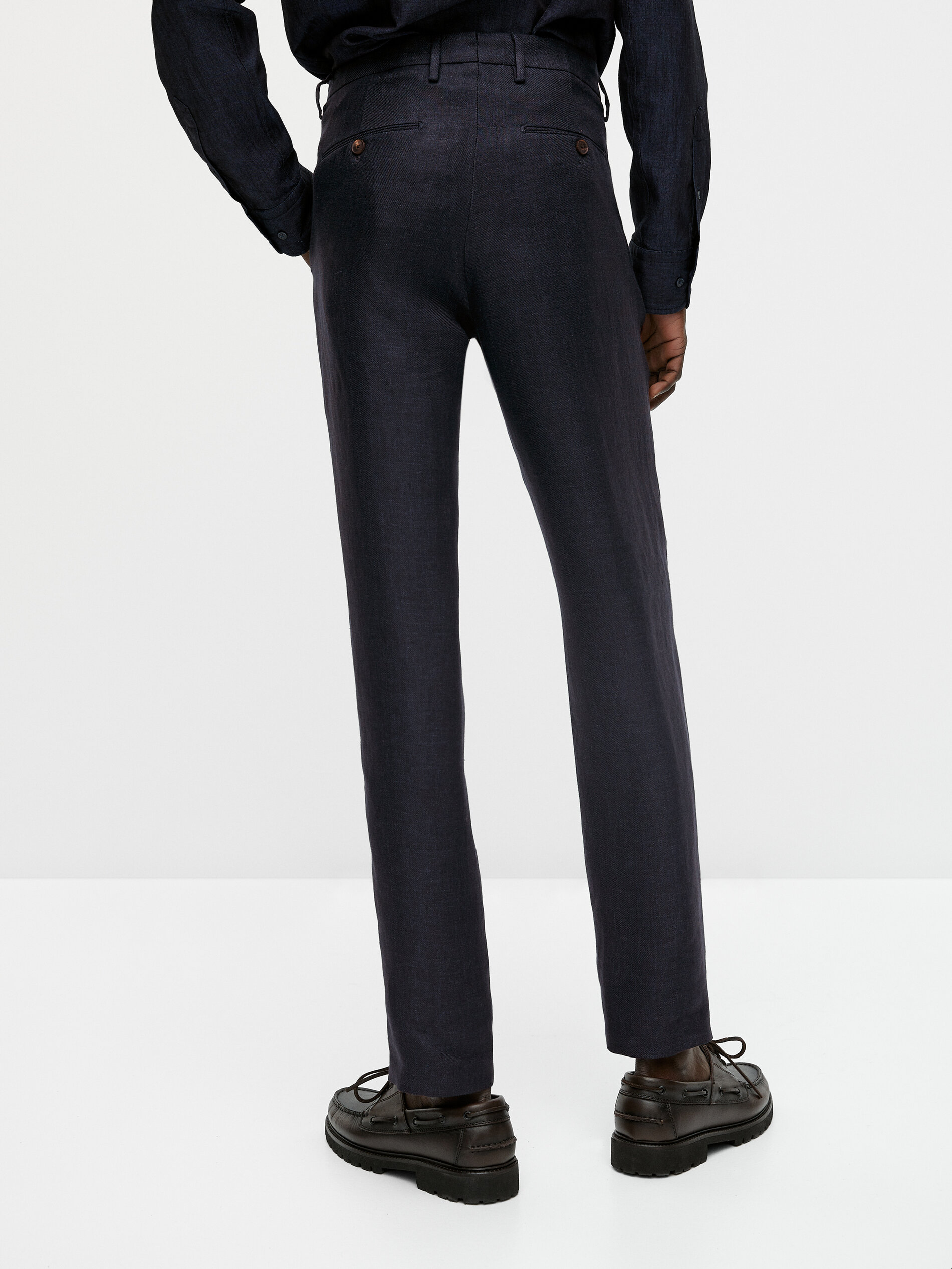 Pantalón sarga lino casual fit - Massimo Dutti España