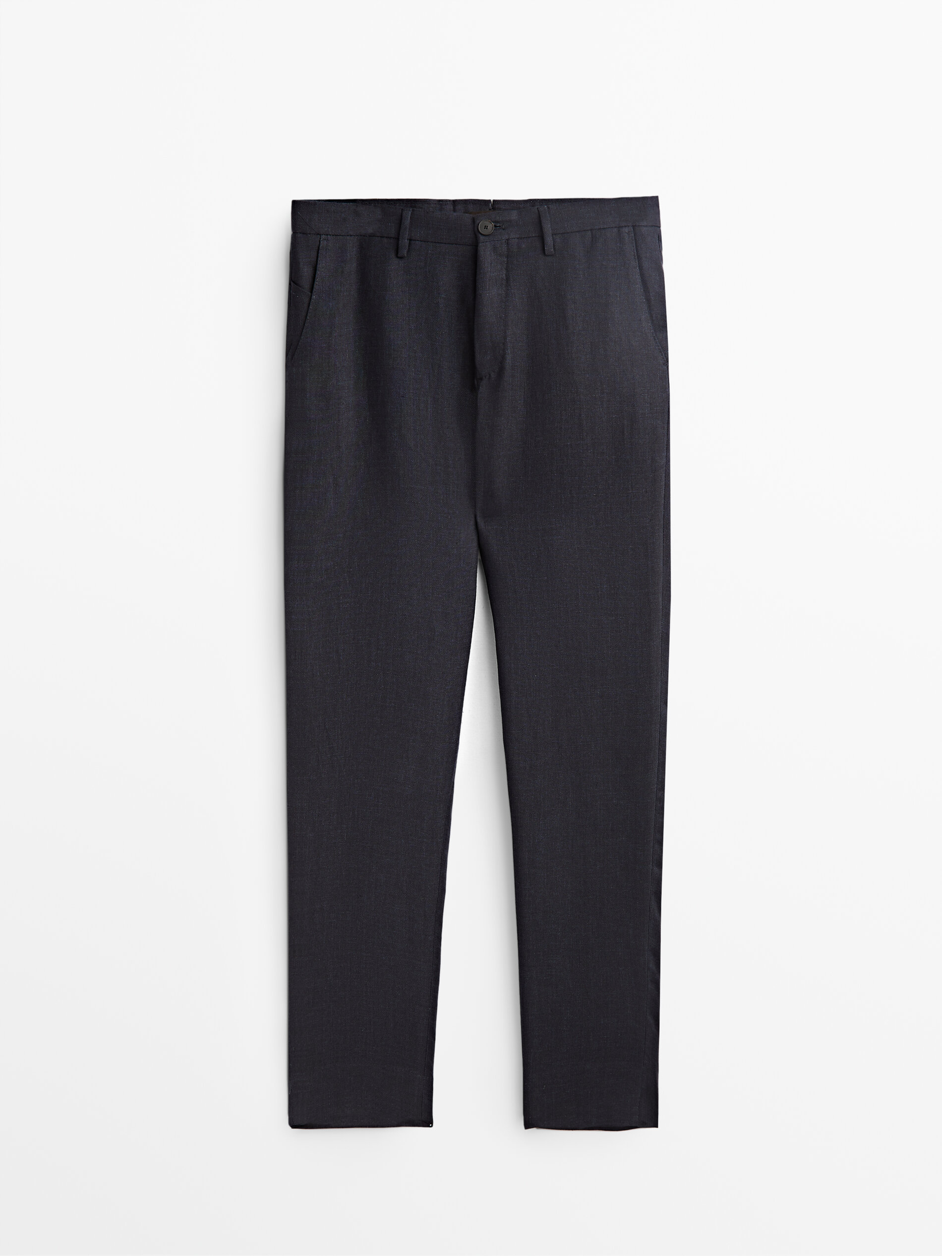 Casual fit twill linen trousers 