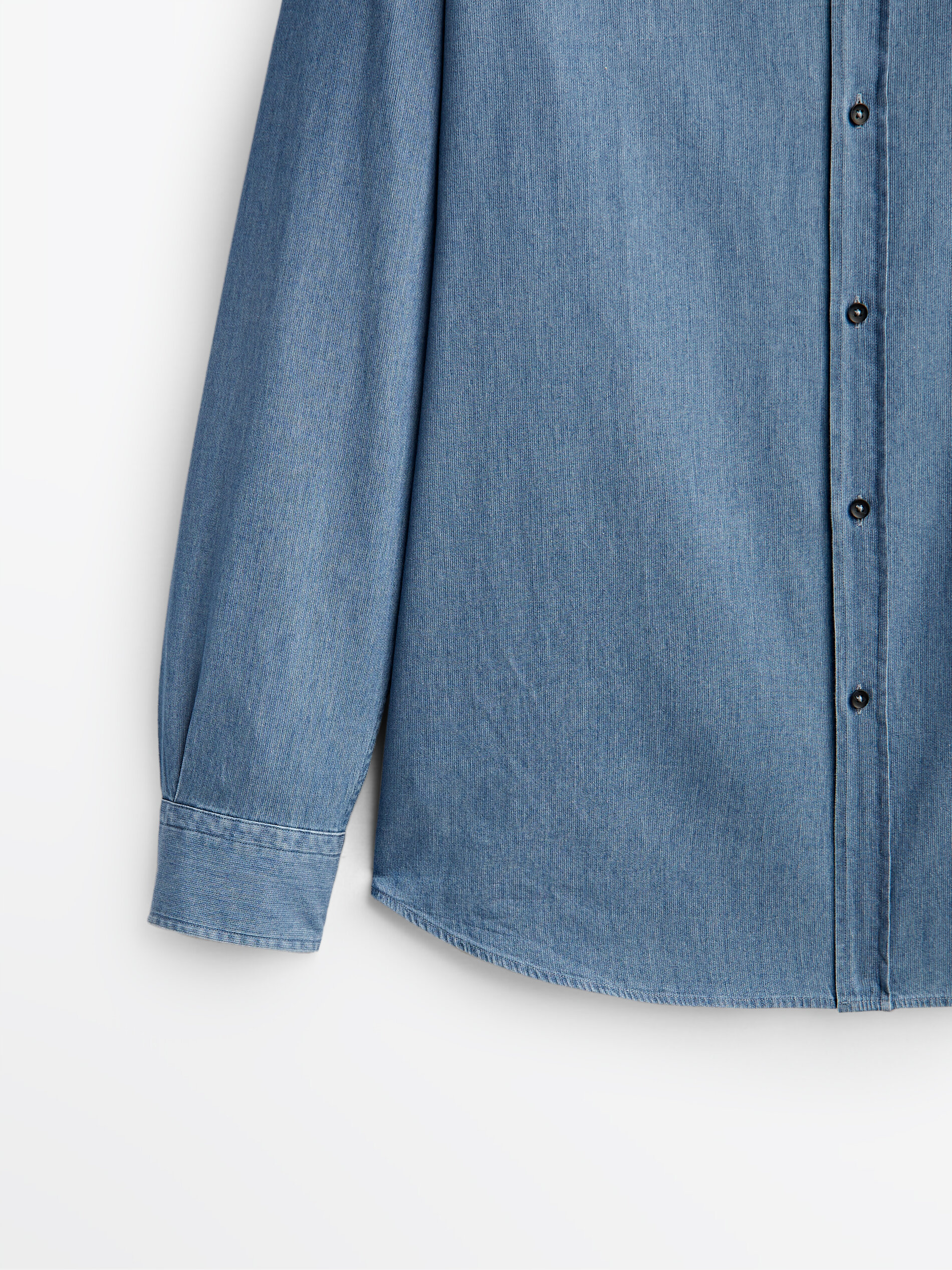Slim fit denim herringbone shirt 