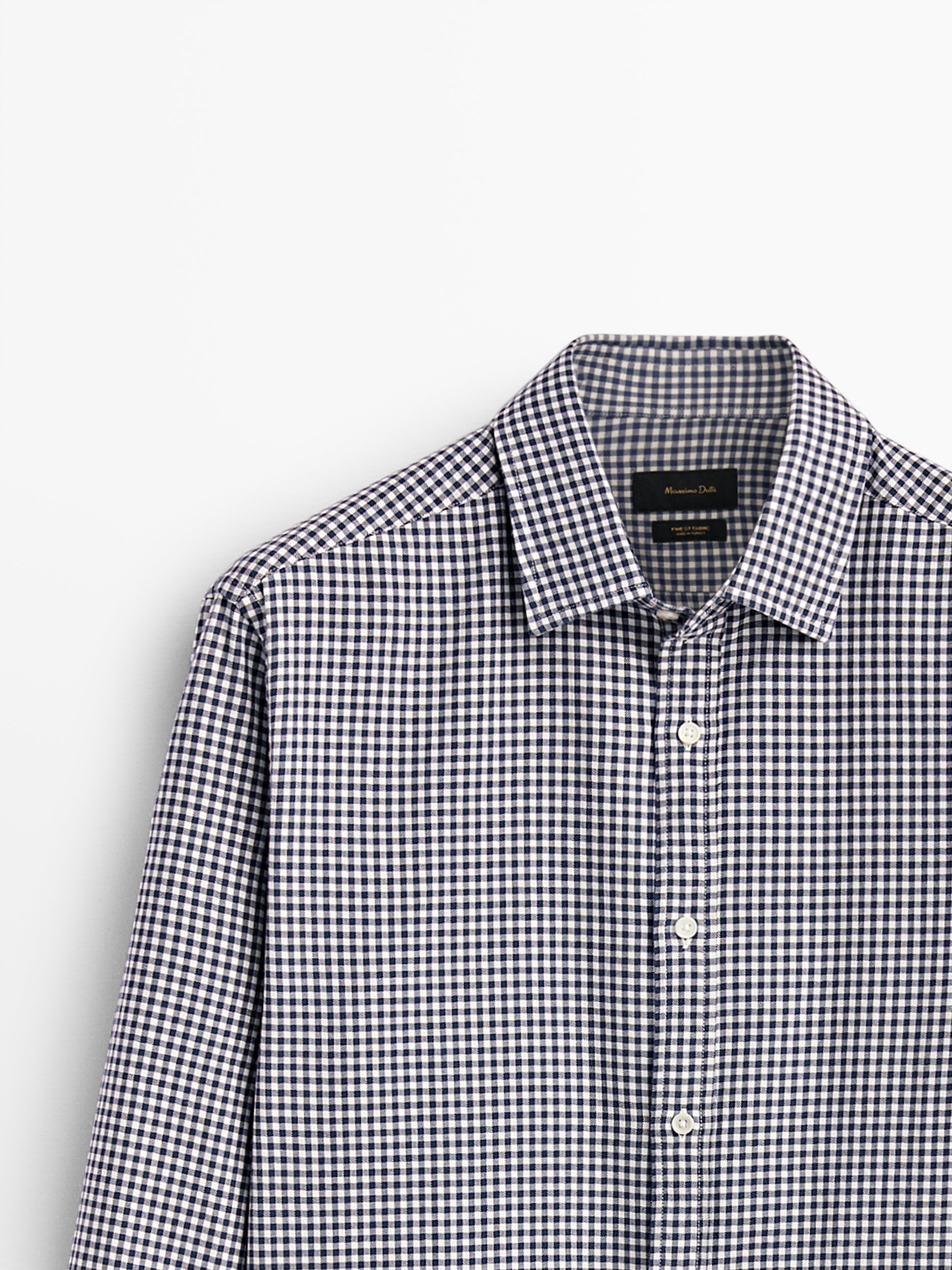Slim fit gingham check cotton shirt 