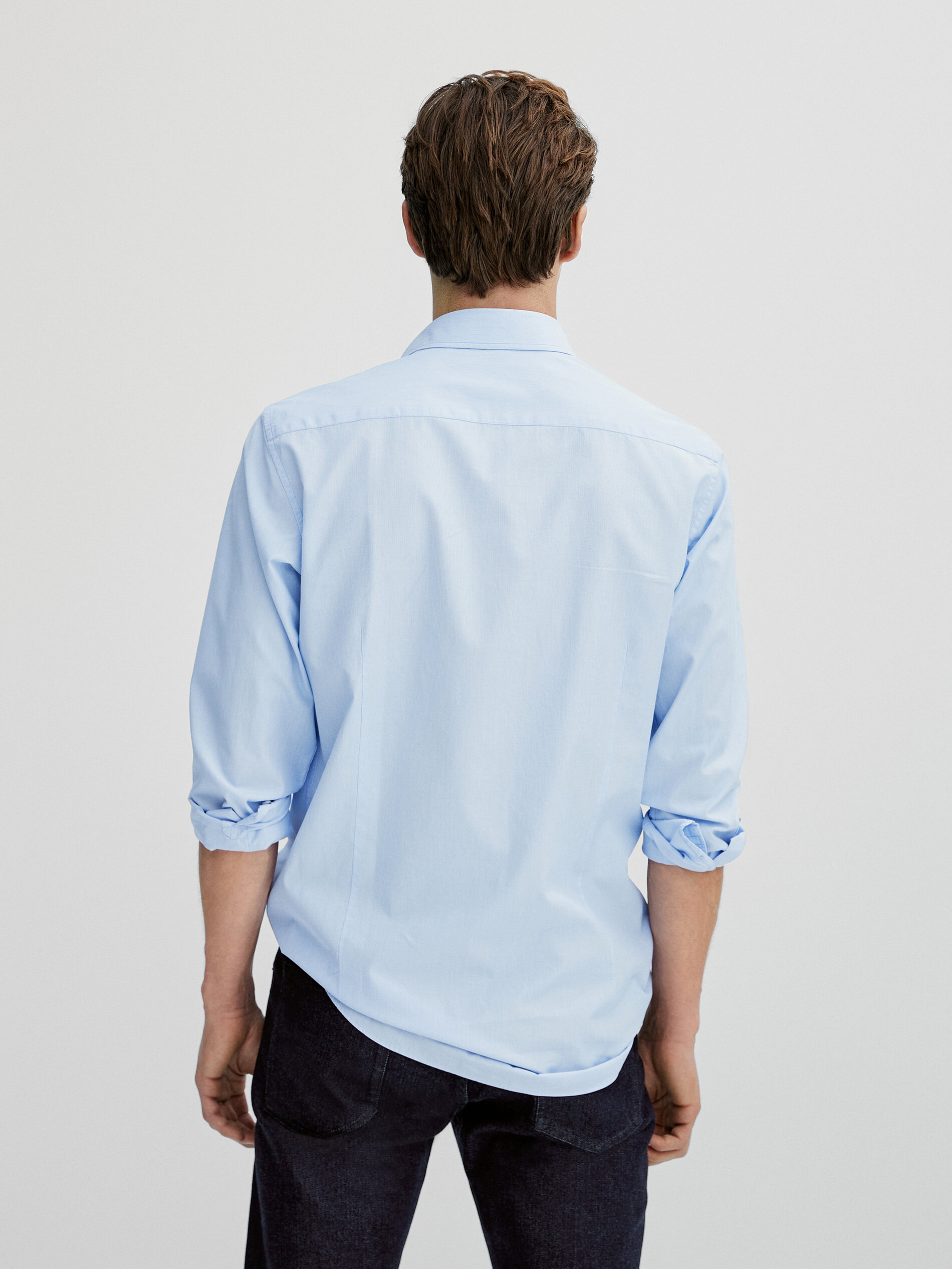 Slim-fit premium cotton false plain shirt - Massimo Dutti Israel