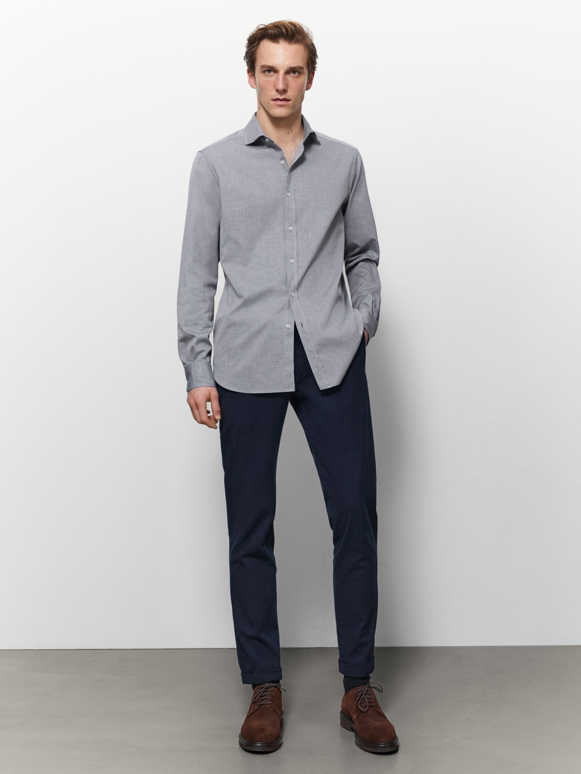 Slim-fit pinpoint cotton Oxford shirt 