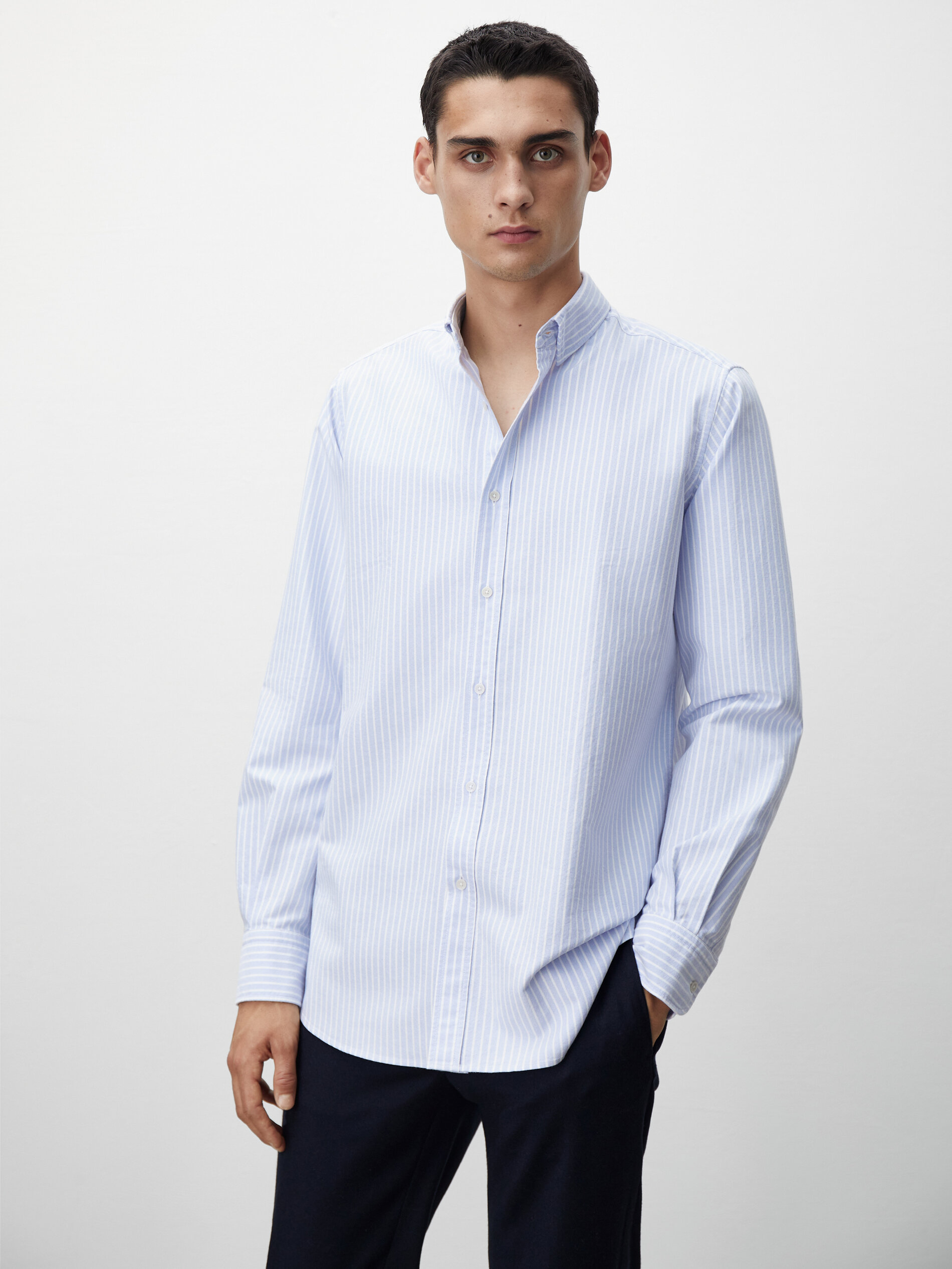 Regular fit cotton striped Oxford shirt 
