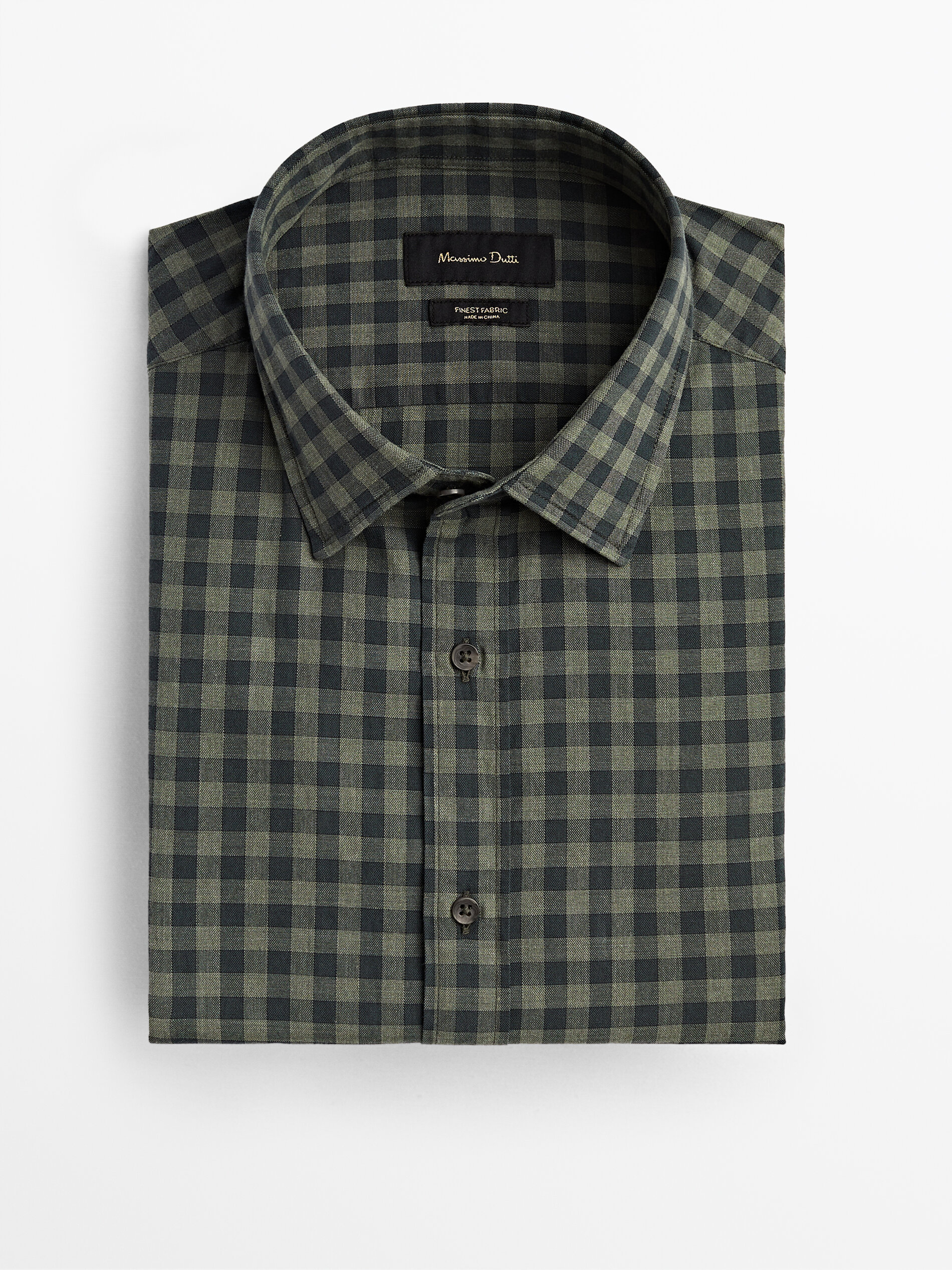 Slim fit gingham check cotton shirt 